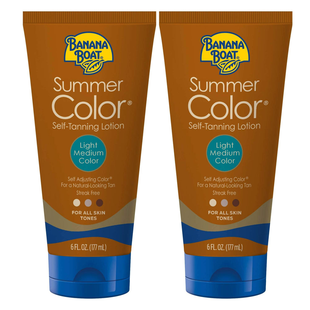 Banana Boat Summer Color Self Tanning Lotion - Oil-Free, Aloe Vera & Vitamin E, Twin Pack (6oz x2)