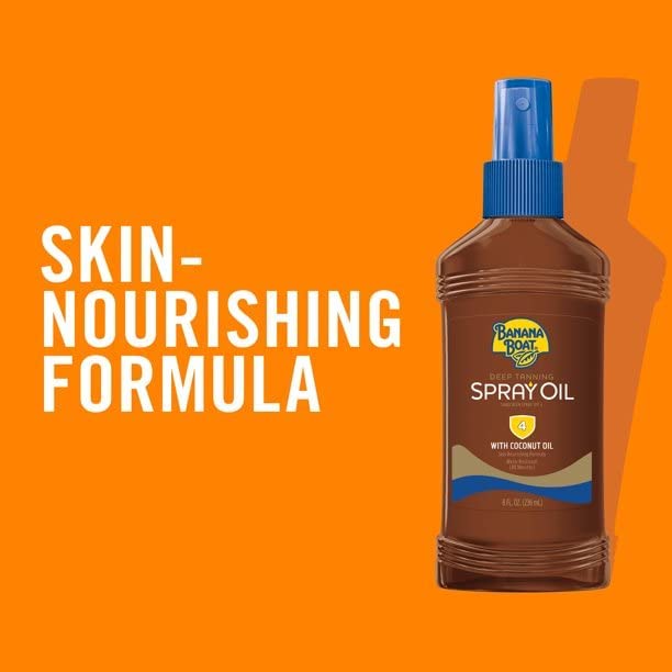 Banana Boat Deep Tanning Spray with Coconut Oil SPF 4, 8 oz – Value Pack (5 Bottles)