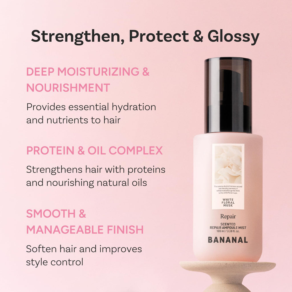 BANANAL Korean Scented Hair Serum Mist – Argan Oil & Silk Protein, 100ml, Frizz Control & Glass Hair Shine