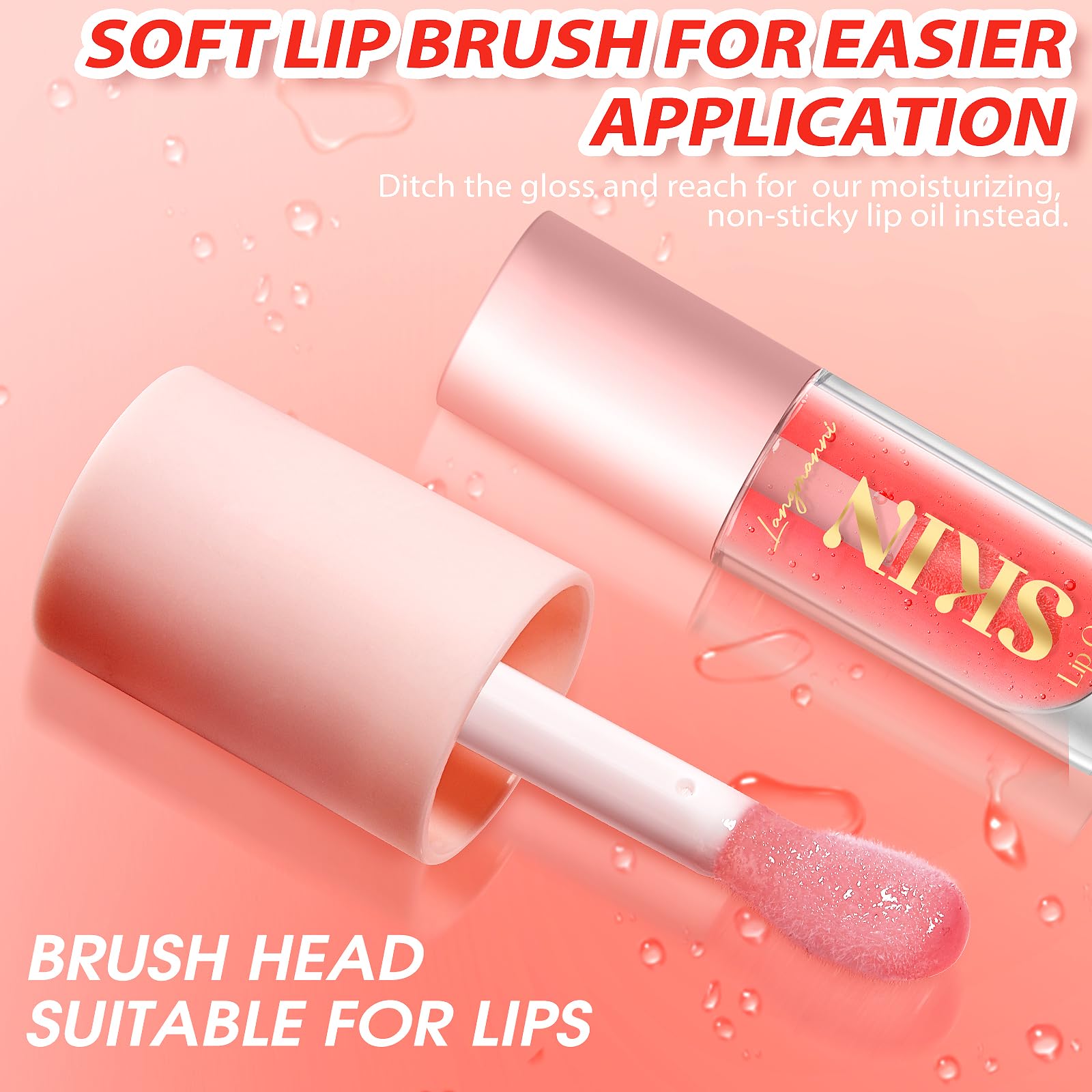 BANGFENG 2Pack Lip Oil – Non-Sticky Hydrating Glossy Lip Gloss (Strawberry + Coconut)