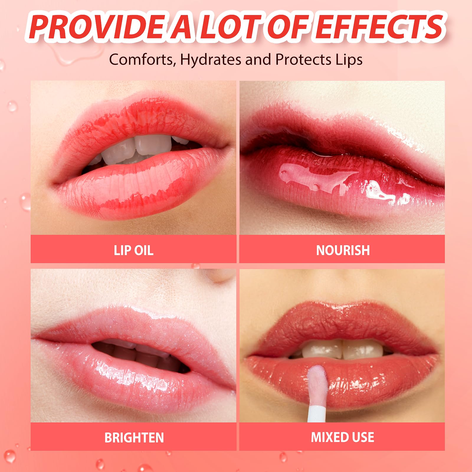 BANGFENG 2Pack Lip Oil – Non-Sticky Hydrating Glossy Lip Gloss (Strawberry + Coconut)