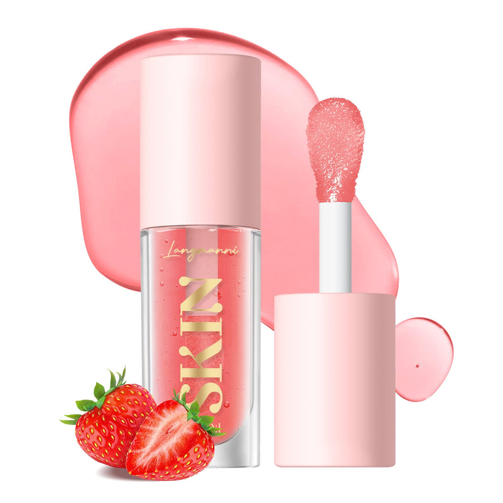 BANGFENG 2Pack Lip Oil – Non-Sticky Hydrating Glossy Lip Gloss (Strawberry + Coconut)