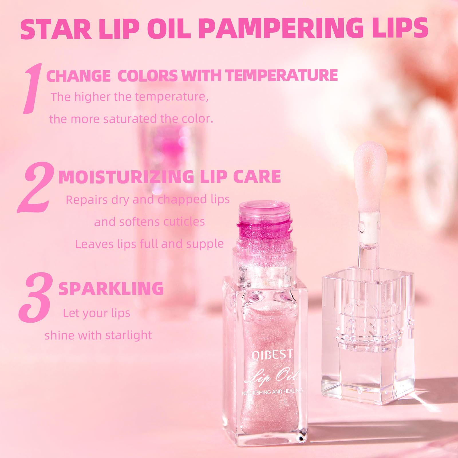 Bangfeng 2Pcs Magic Color-Changing Lip Oil – Hydrating, Plumping, Non-Sticky Glimmer Glow