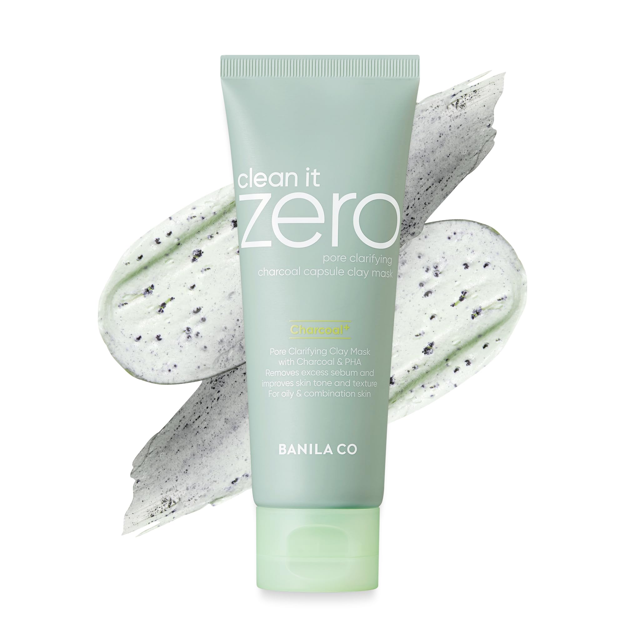 BANILA CO Clean It Zero Charcoal Capsule Pore Polish Mask | Gentle Charcoal Exfoliator with PHA Capsules & Green Clay