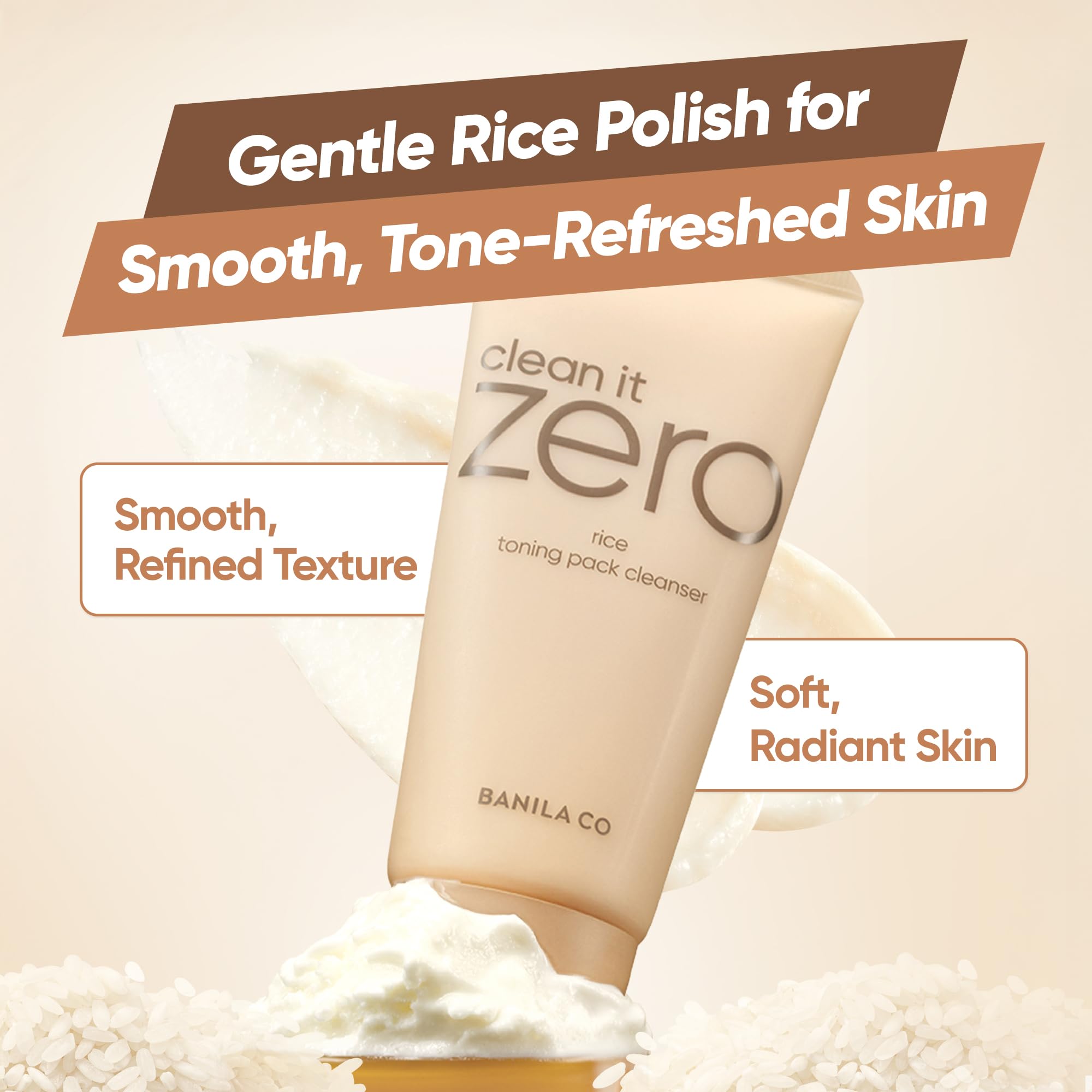 BANILA CO Rice Toning Facial Wash — Vegan Dual-Mode Cleanser with Rice PDRN & Niacinamide