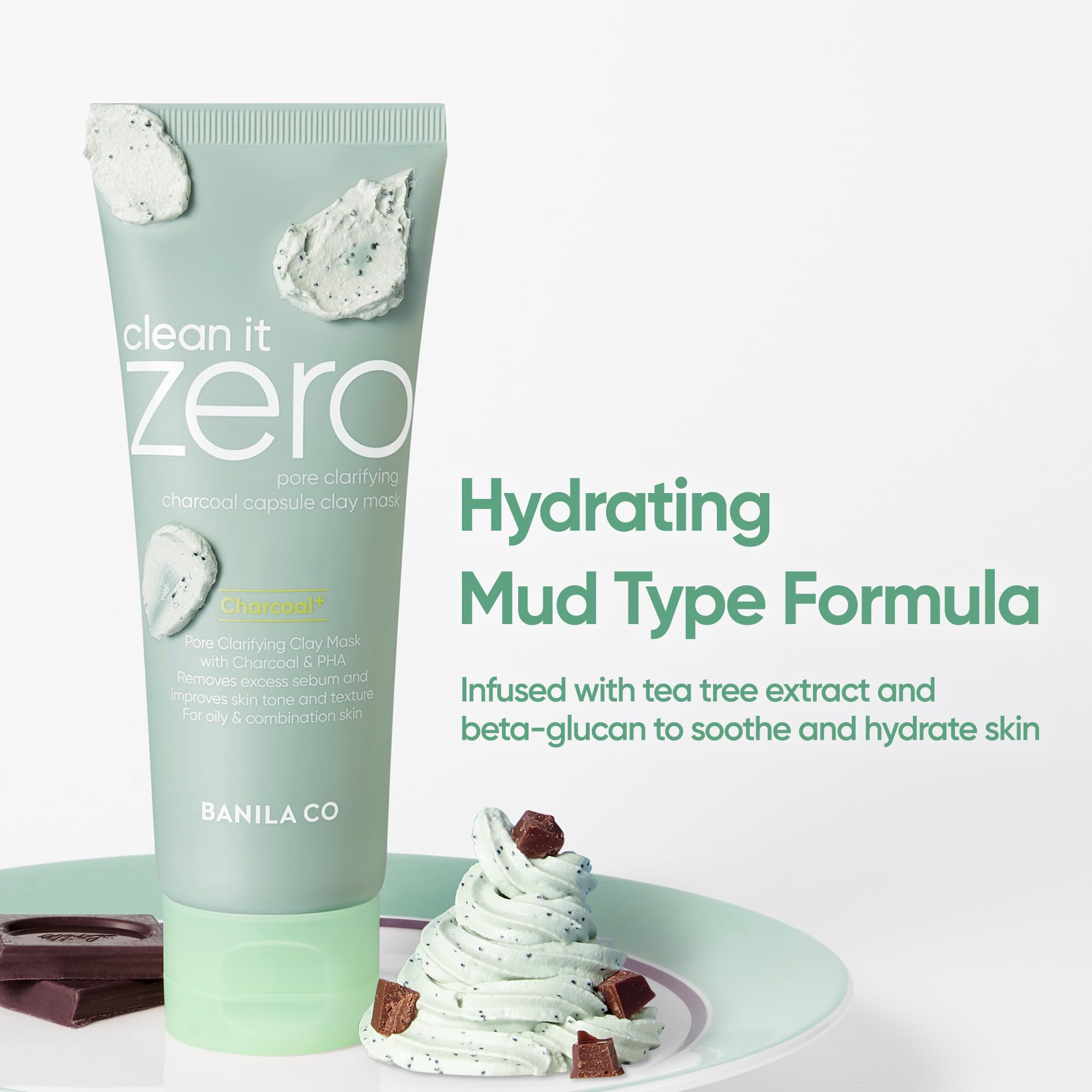 BANILA CO Clean It Zero Charcoal Capsule Pore Polish Mask | Gentle Charcoal Exfoliator with PHA Capsules & Green Clay