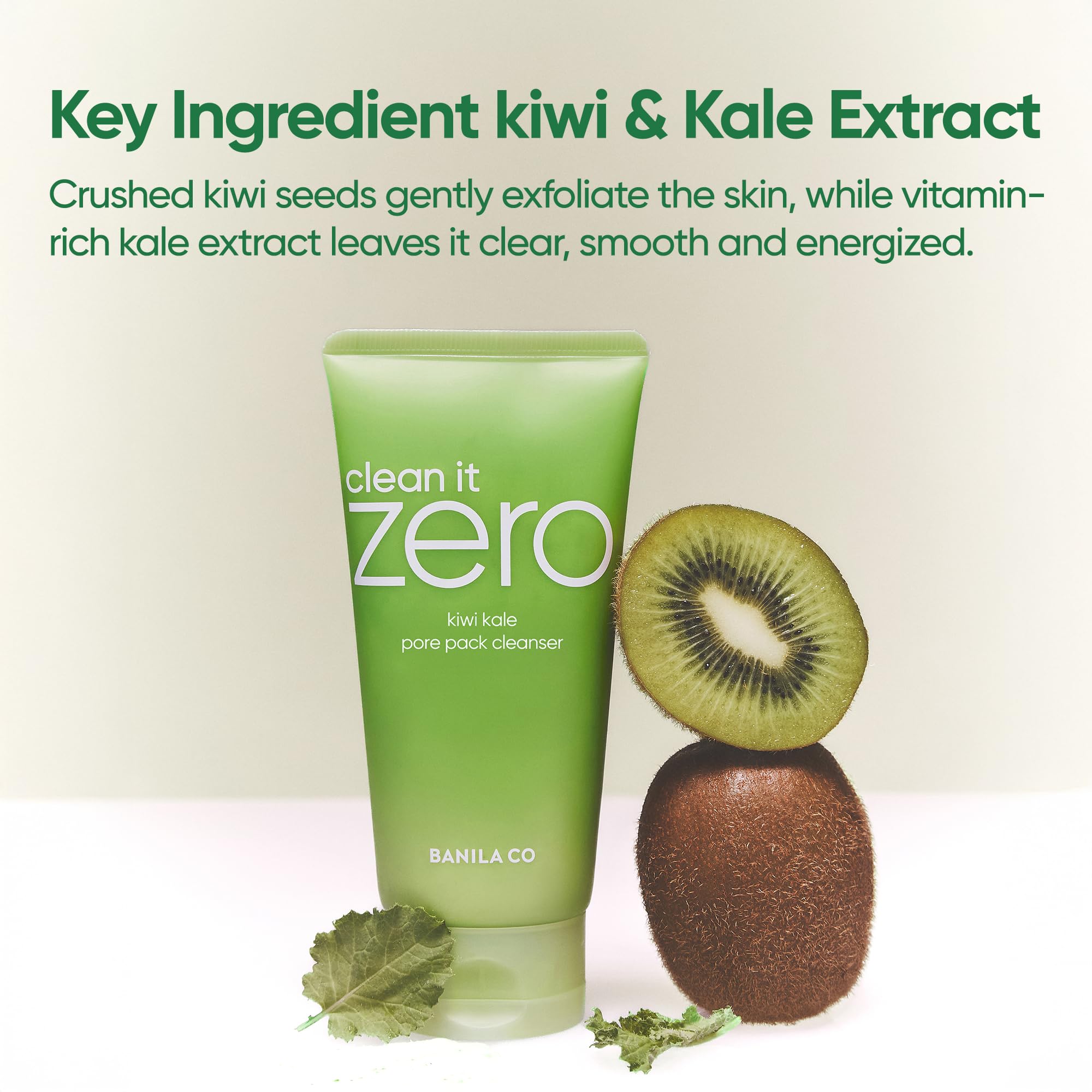 BANILA CO Clean It Zero Kiwi Kale Pore Clarifying Facial Wash | Vegan Cleanser for Smooth, Balanced Skin