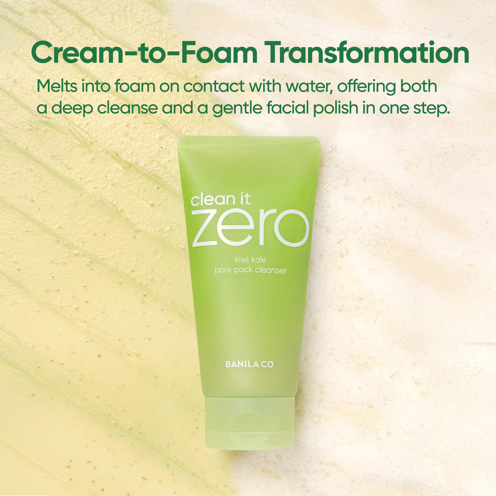 BANILA CO Clean It Zero Kiwi Kale Pore Clarifying Facial Wash | Vegan Cleanser for Smooth, Balanced Skin