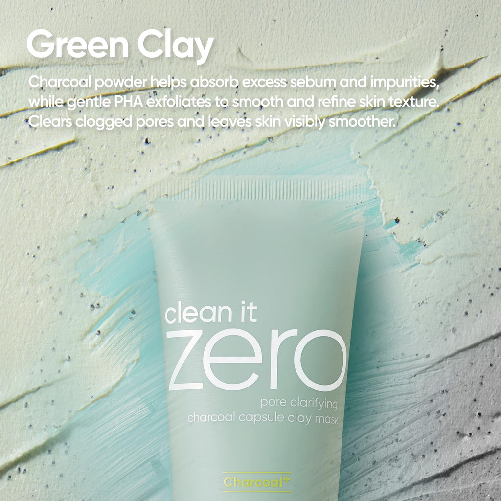 BANILA CO Clean It Zero Charcoal Capsule Pore Polish Mask | Gentle Charcoal Exfoliator with PHA Capsules & Green Clay