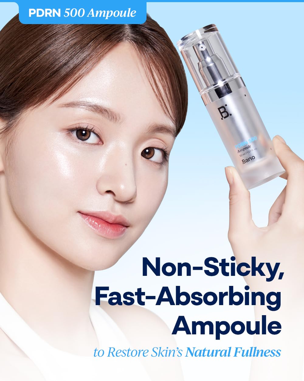 Bano PDRN 500 Ampoule – Firming & Hydrating Serum (PDRN, Peptides, Collagen, HA) Fragrance-Free