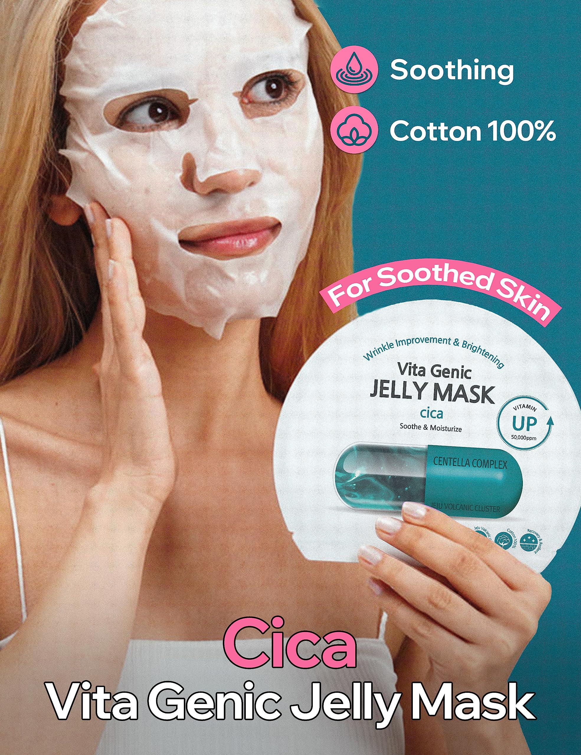 BANOBAGI Vita Genic Jelly Cica Mask with Jeju Volcanic Ash & 11 Vitamin Complex | 10 Sheets