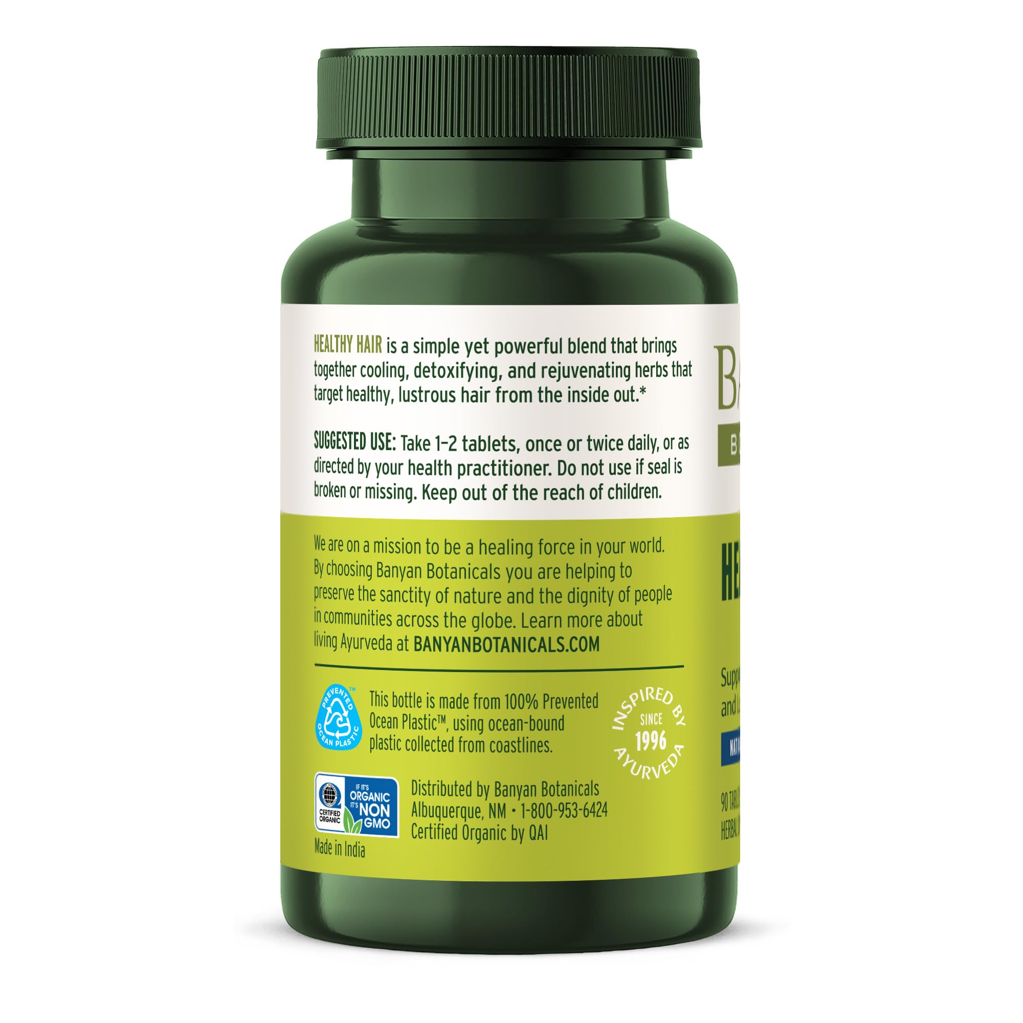 Banyan Botanicals Healthy Hair Tablets – Organic Ayurvedic Hair Care for Thick, Lustrous Hair (90 Vegan Tablets)
