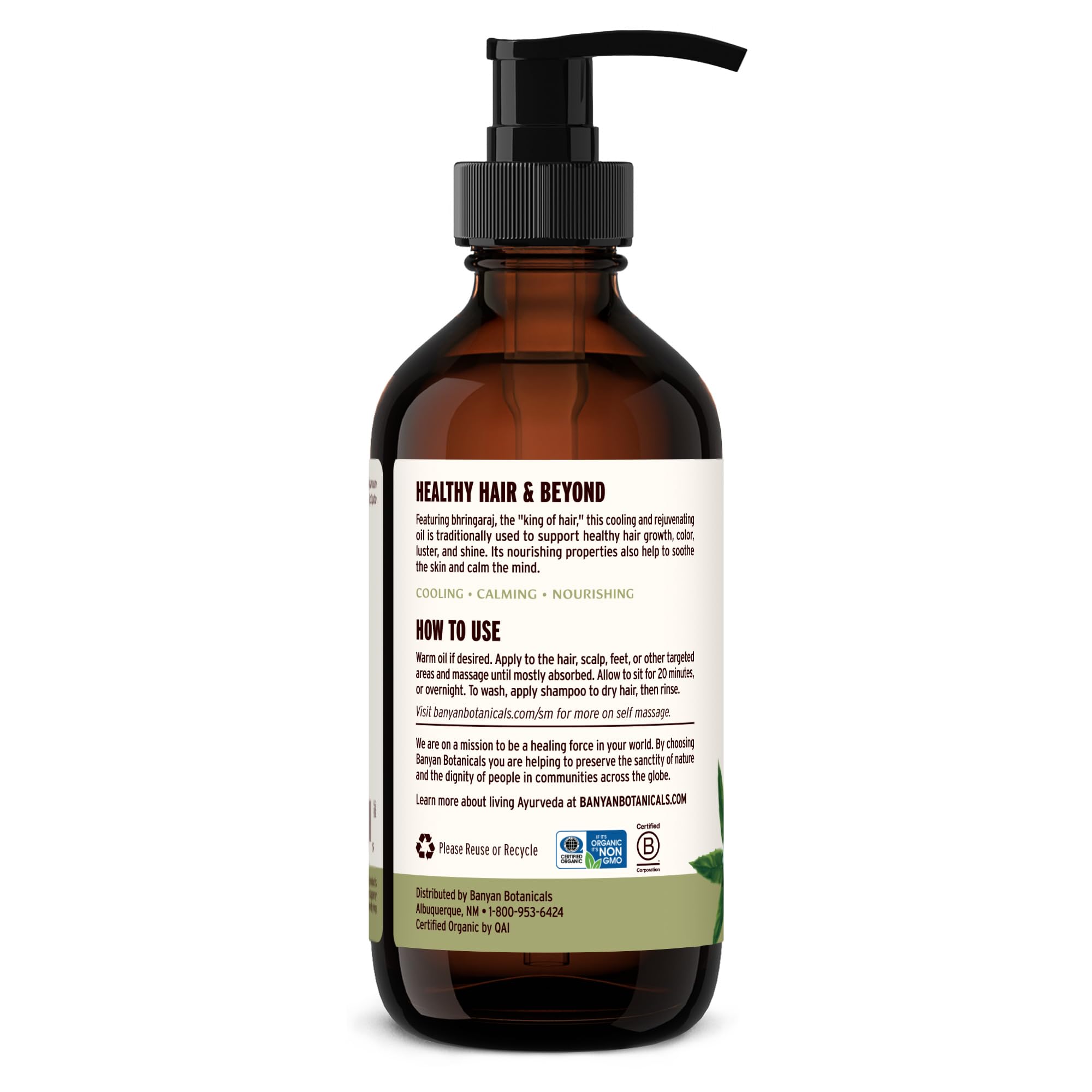 Banyan Botanicals Organic Bhringaraj Oil – Supports Healthy Hair Growth, 8 oz