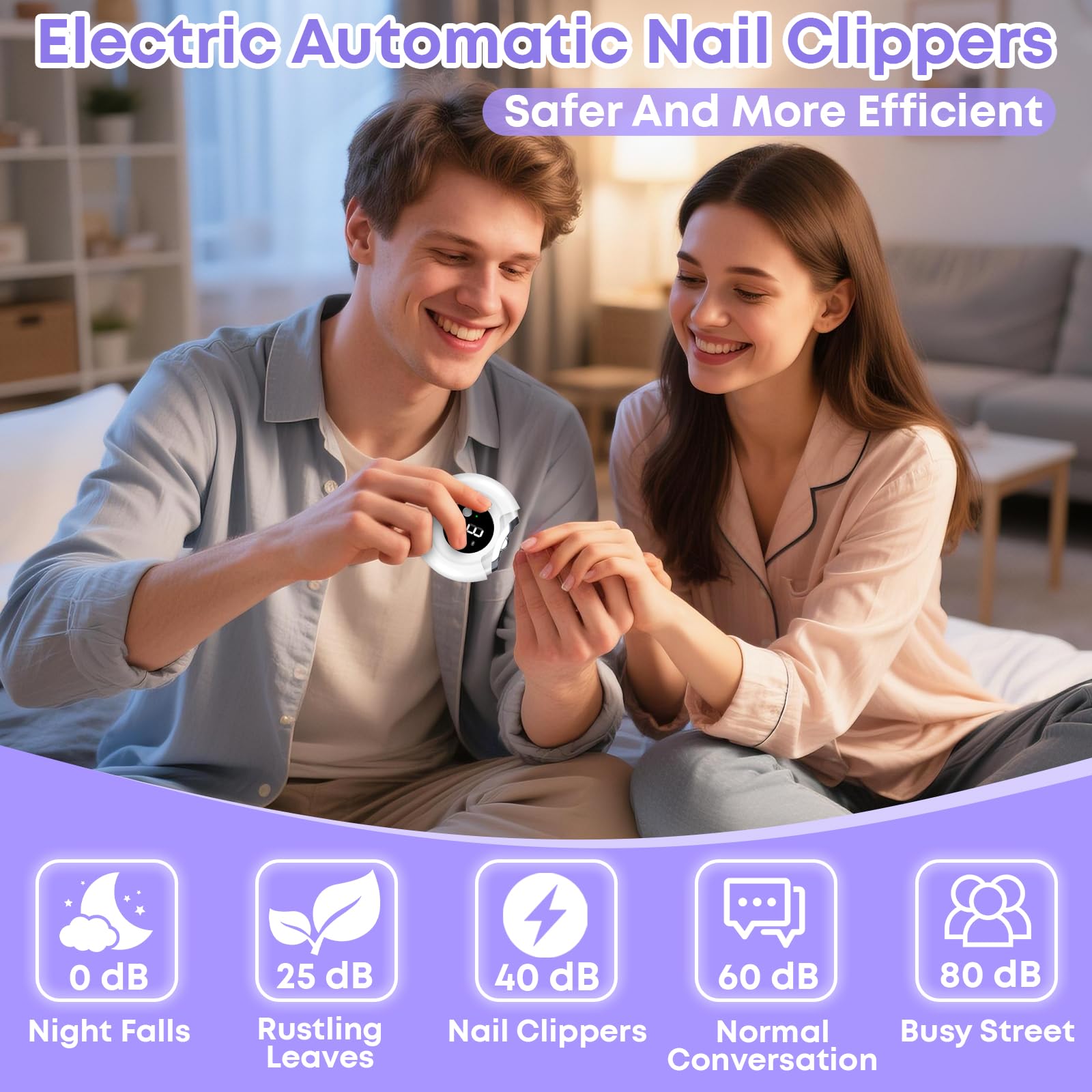 Baopilong 3-in-1 Electric Nail Clipper – 3 Speeds, LED Light, USB Rechargeable