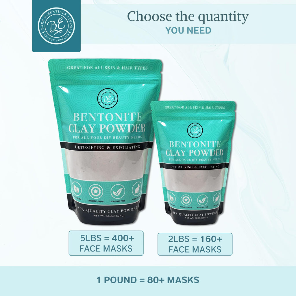 Bare Essentials Living Bentonite Clay Powder 2lbs | Facial Mask & Detox