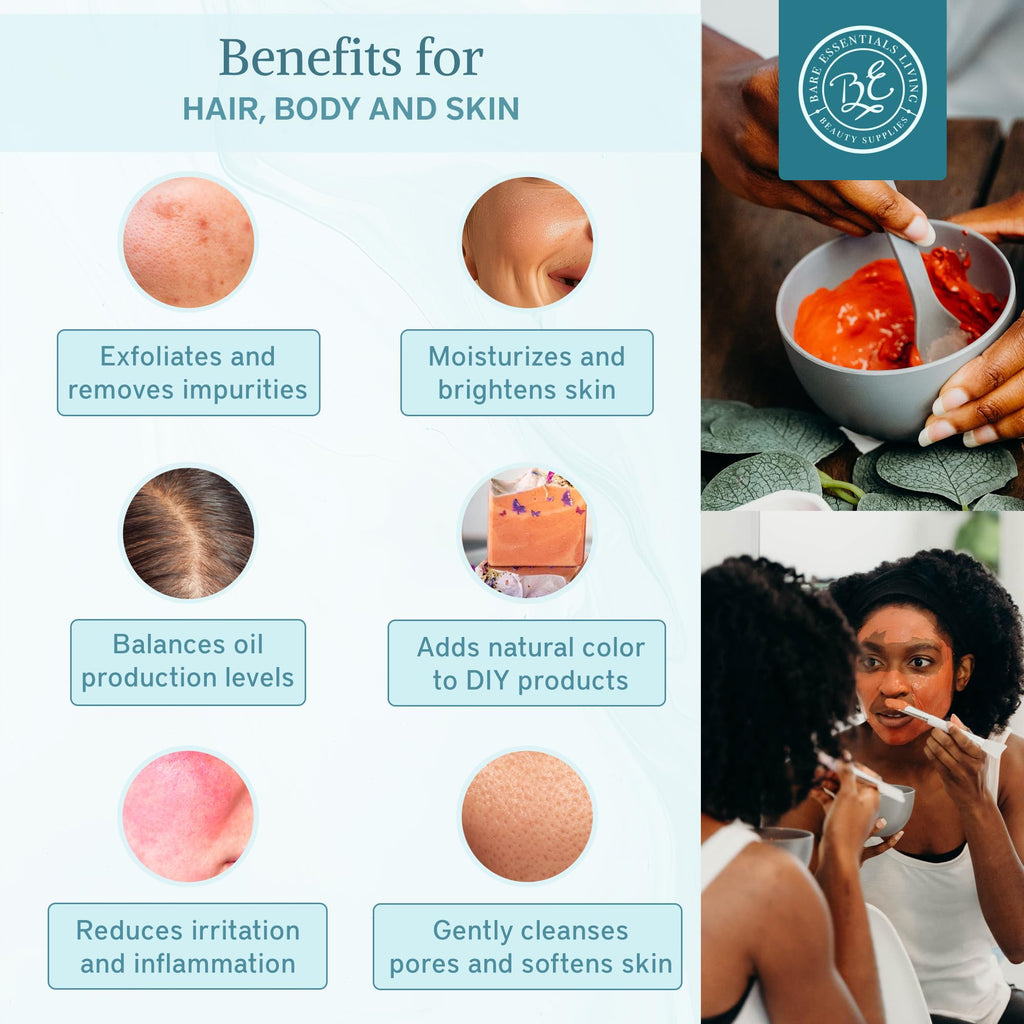 Bare Essentials Living Pink Kaolin Clay Rose Powder (12 oz) – 100% Natural Pink Clay for DIY Masks, Soaps, Bath & Colorants