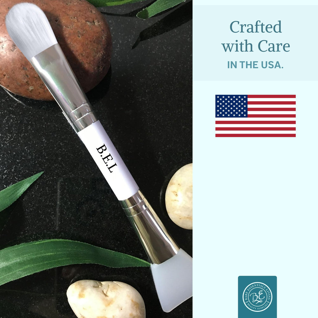 Bare Essentials Living Clay Face Mask Brush (10 Pack, White) – Dual-Sided Nylon & Silicone Applicator for Masks, Creams & Makeup