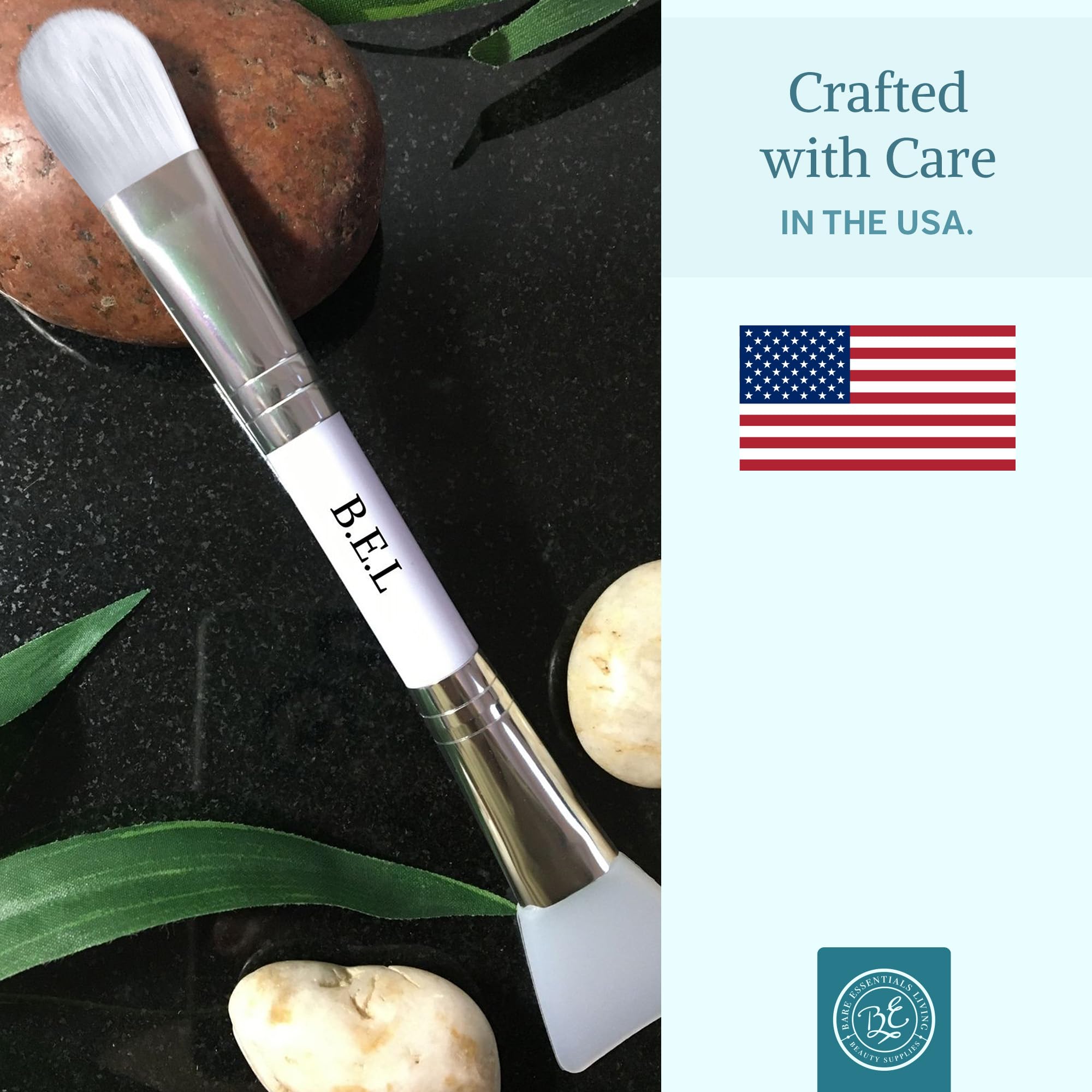 Bare Essentials Living Clay Face Mask Brush (10 Pack, White) – Dual-Sided Nylon & Silicone Applicator for Masks, Creams & Makeup