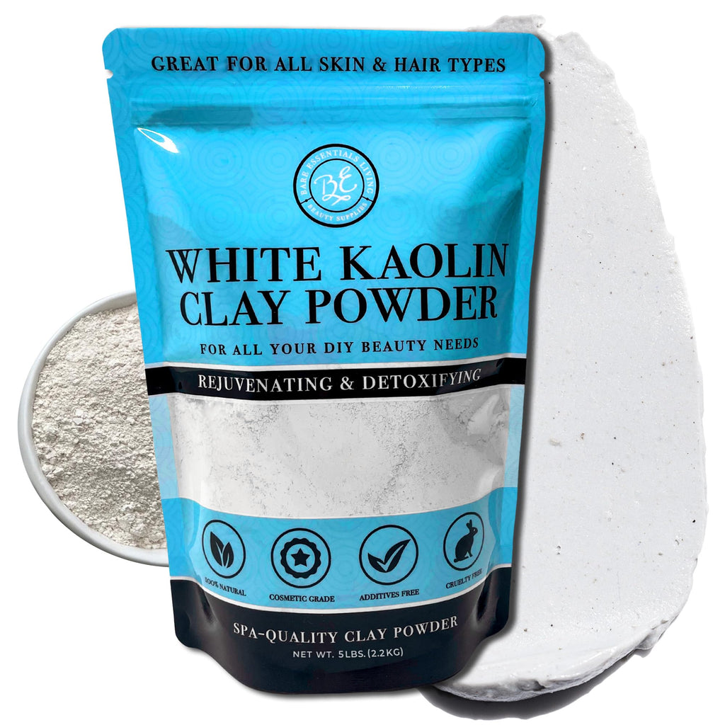 Bare Essentials Living White Kaolin Clay Powder (5 lb) – Natural DIY Cosmetic Clay for Masks, Soap, Bath Bombs, and Gardening