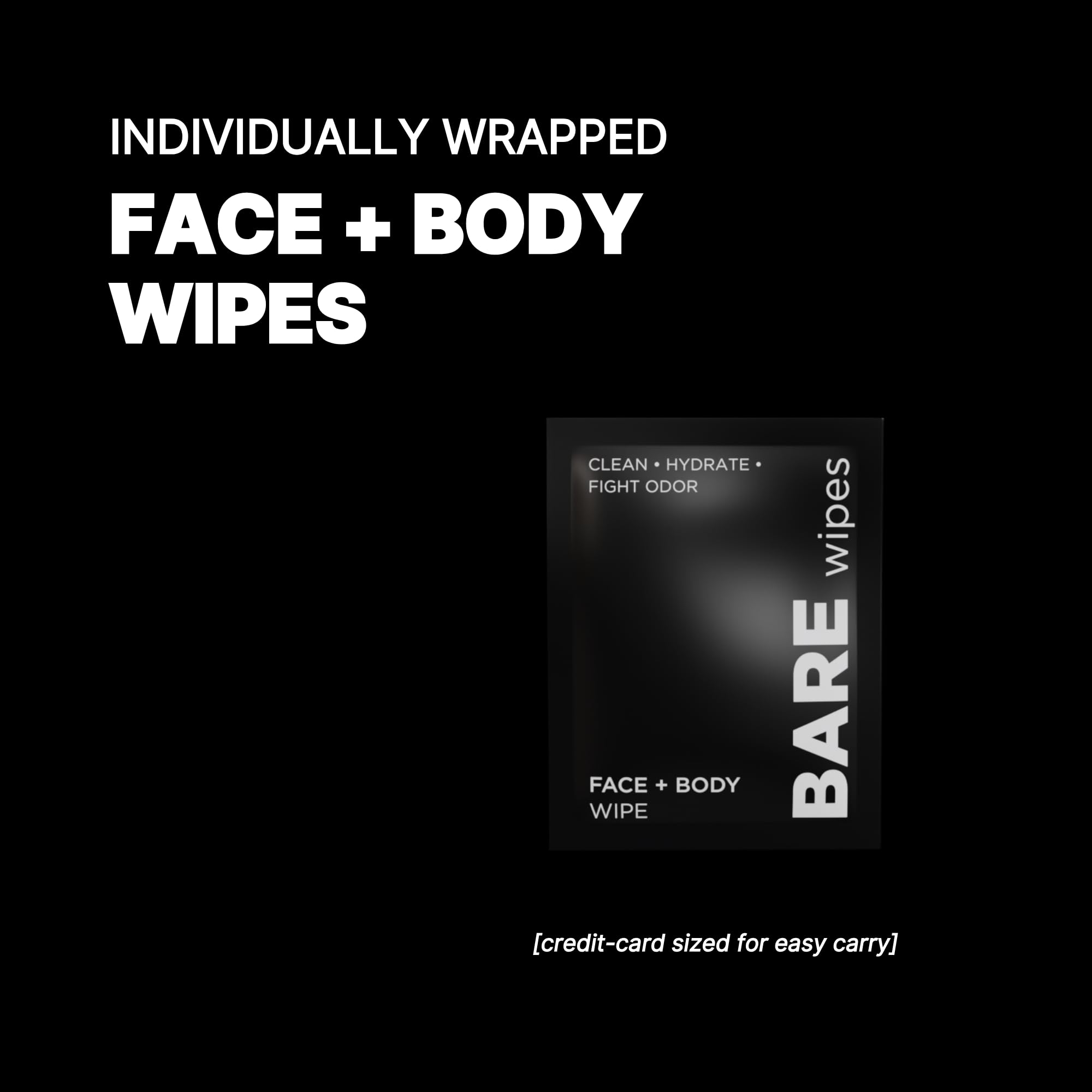 BARE Wipes 1 Pack (20 Wipes) – Portable Face & Body Wipes with Tea Tree, Chamomile & Aloe