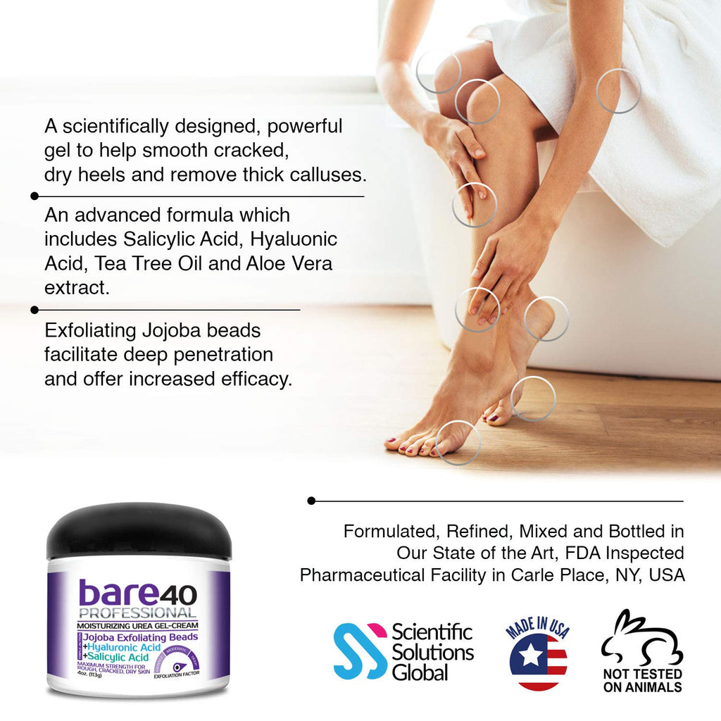 Scientific Solutions Global BARE 40 PRO – 40% Urea Gel with 2% Salicylic Acid, Hyaluronic Acid & Aloe