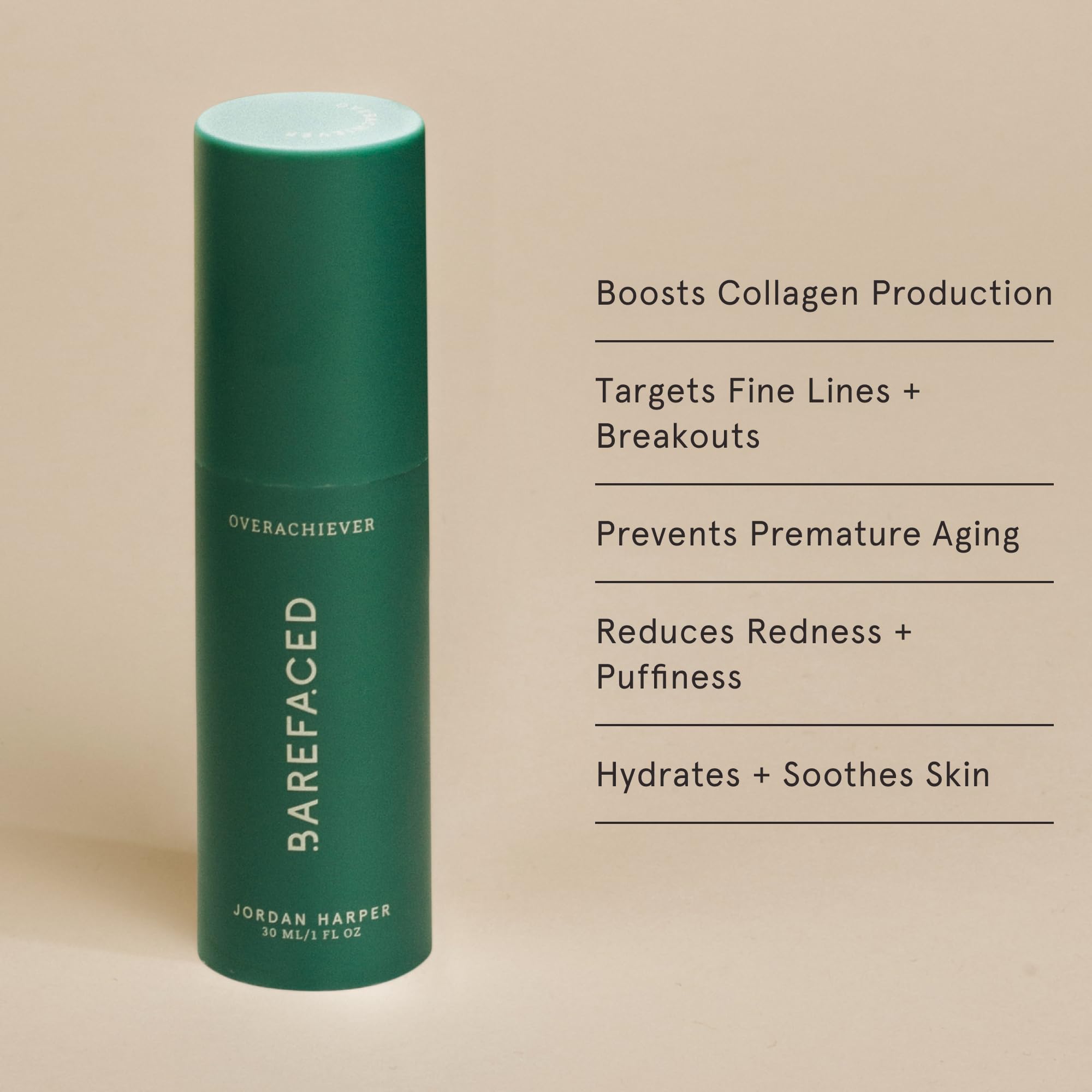 Barefaced Overachiever 1 Oz – 10-in-1 Skin Booster with Bakuchiol, Resveratrol & Green Tea