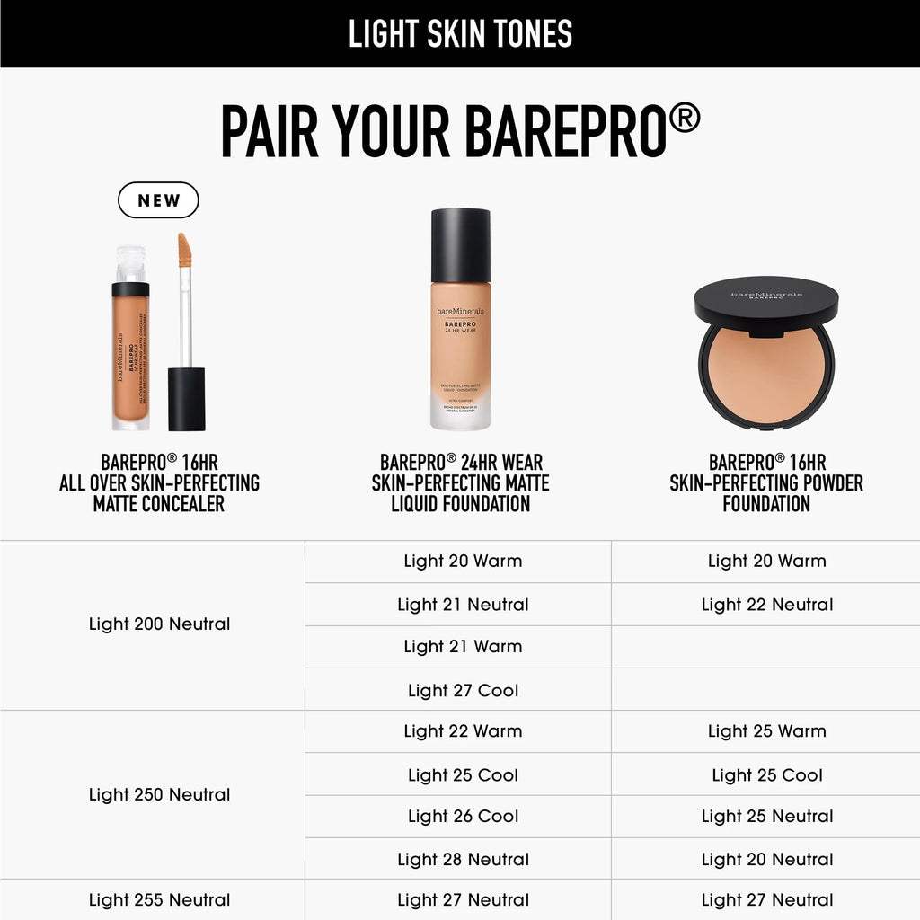 bareMinerals BAREPRO 16HR Concealer – Natural Matte, SPF 25, Niacinamide, Vegan