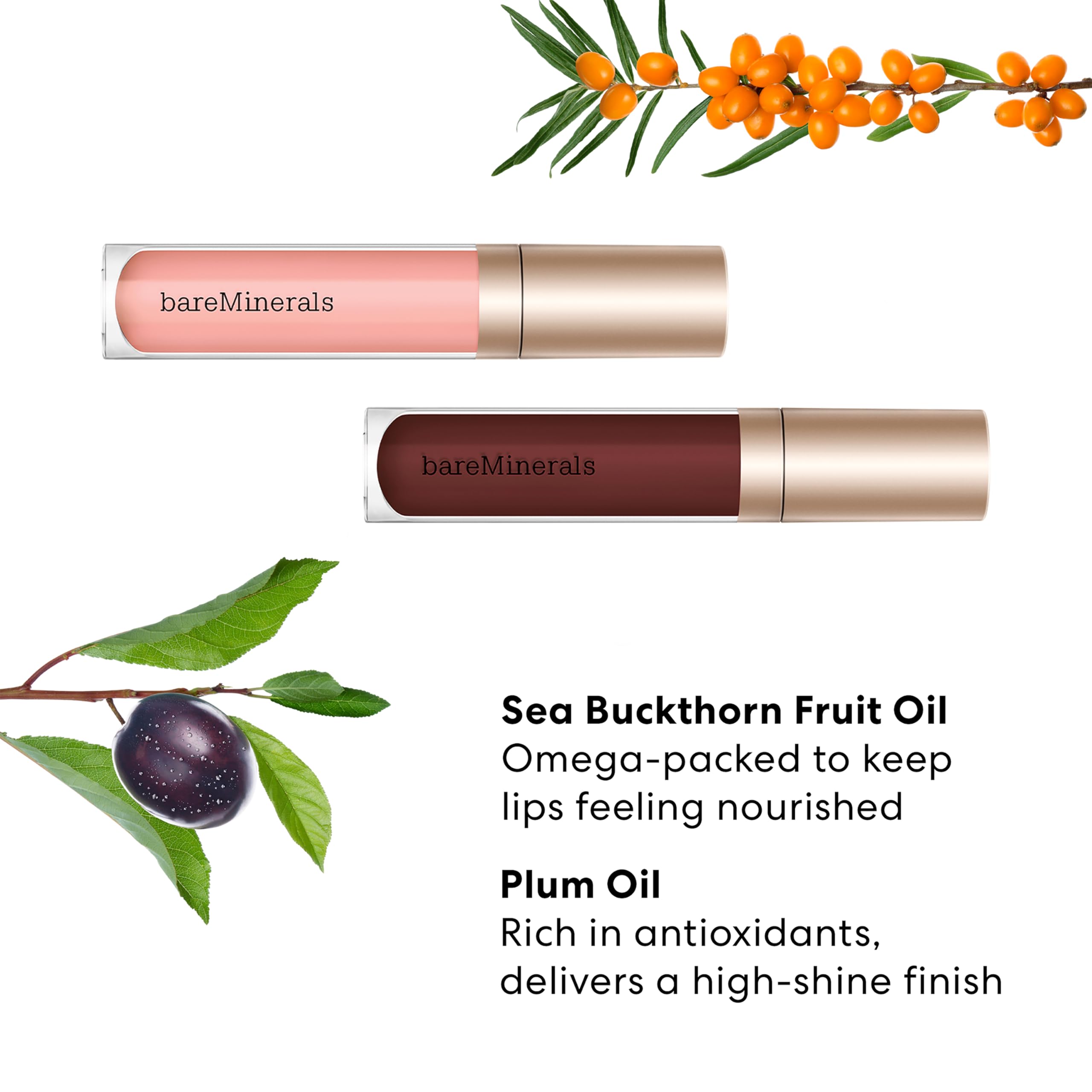 bareMinerals Mineralist Lip Gloss-Balm Serenity & Cranberry – Vegan, Cruelty-Free