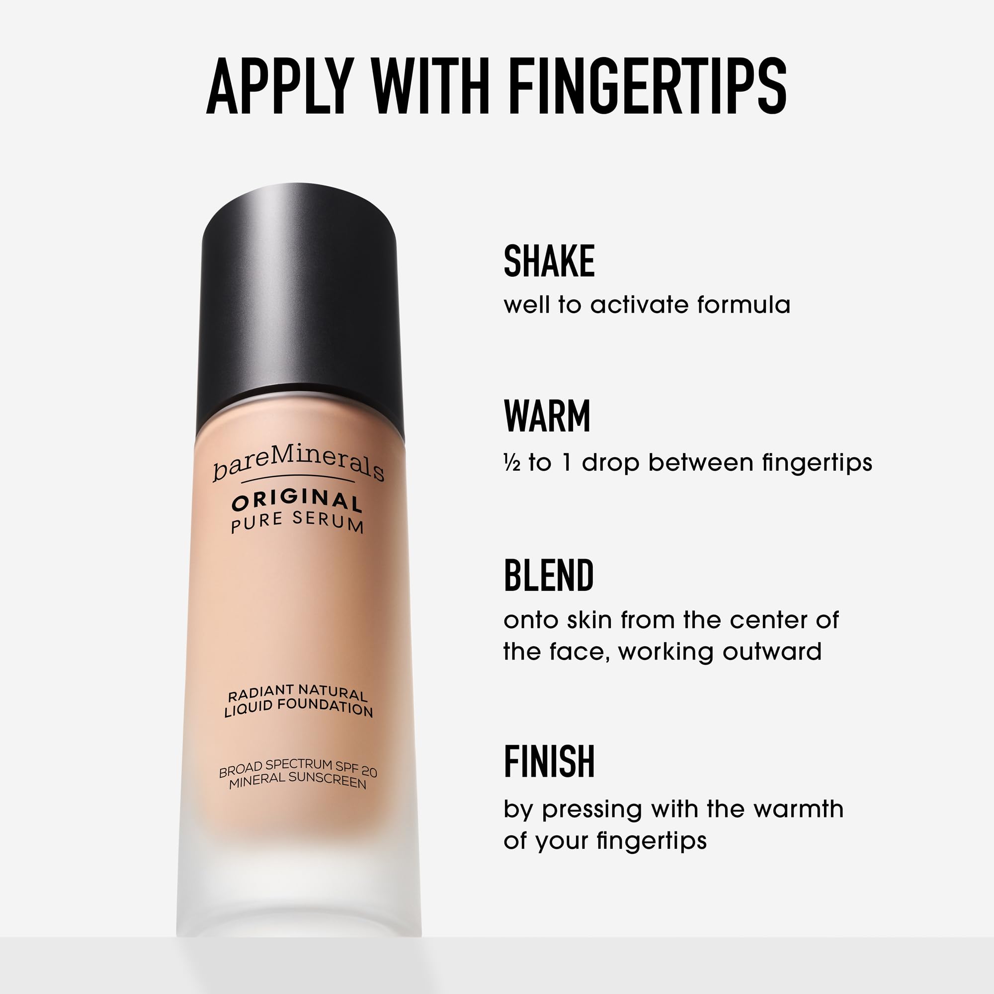 bareMinerals Original Pure Serum Foundation SPF 20 – Medium Cool 3.5 | Vegan, Cruelty-Free