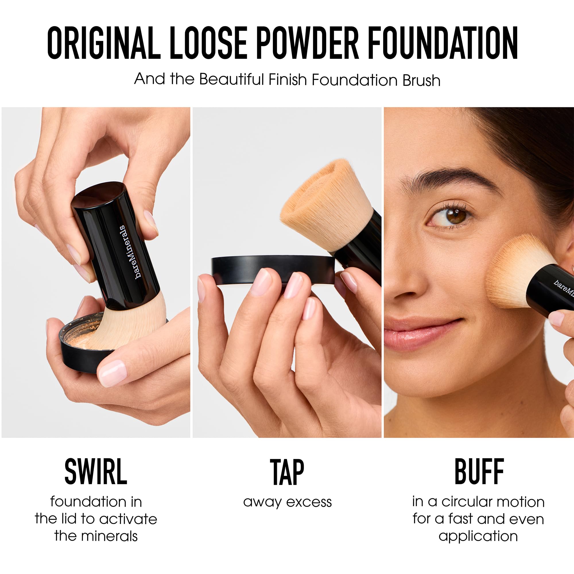 bareMinerals Original Get Started Kit 3-Piece Mineral Makeup Set – Fair Light | Vegan, Cruelty-Free