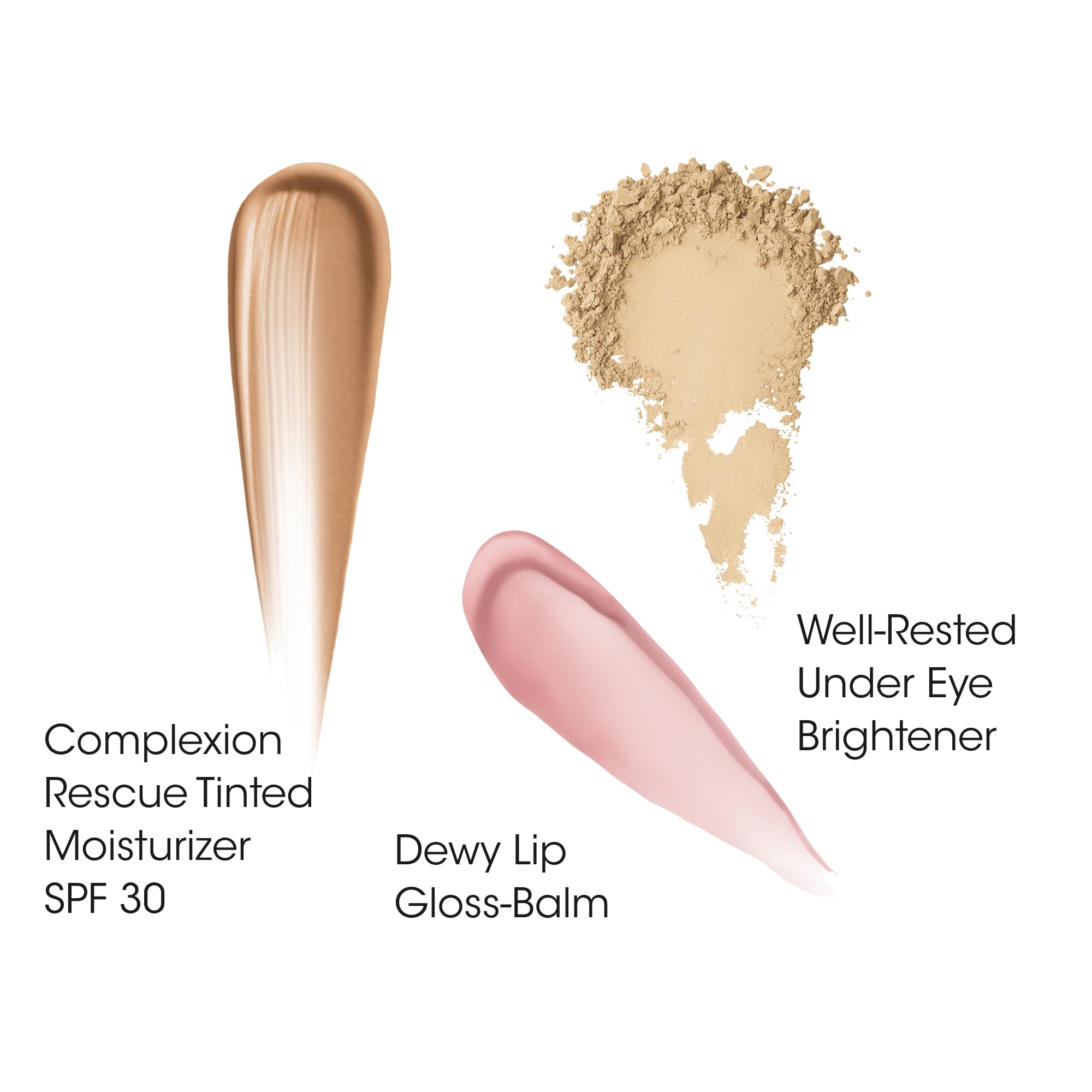 bareMinerals 3-Piece Clean Beauty Gift Set – Tinted Moisturizer SPF 30, Under-Eye Brightener SPF 20, Dewy Lip Gloss-Balm