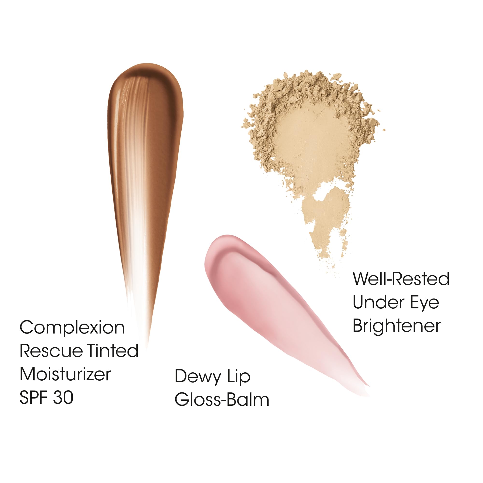 bareMinerals 3-Piece Clean Beauty Gift Set – Tinted Moisturizer SPF 30 + Hyaluronic Acid, Under-Eye Brightener + Concealer, Dewy Lip Gloss-Balm