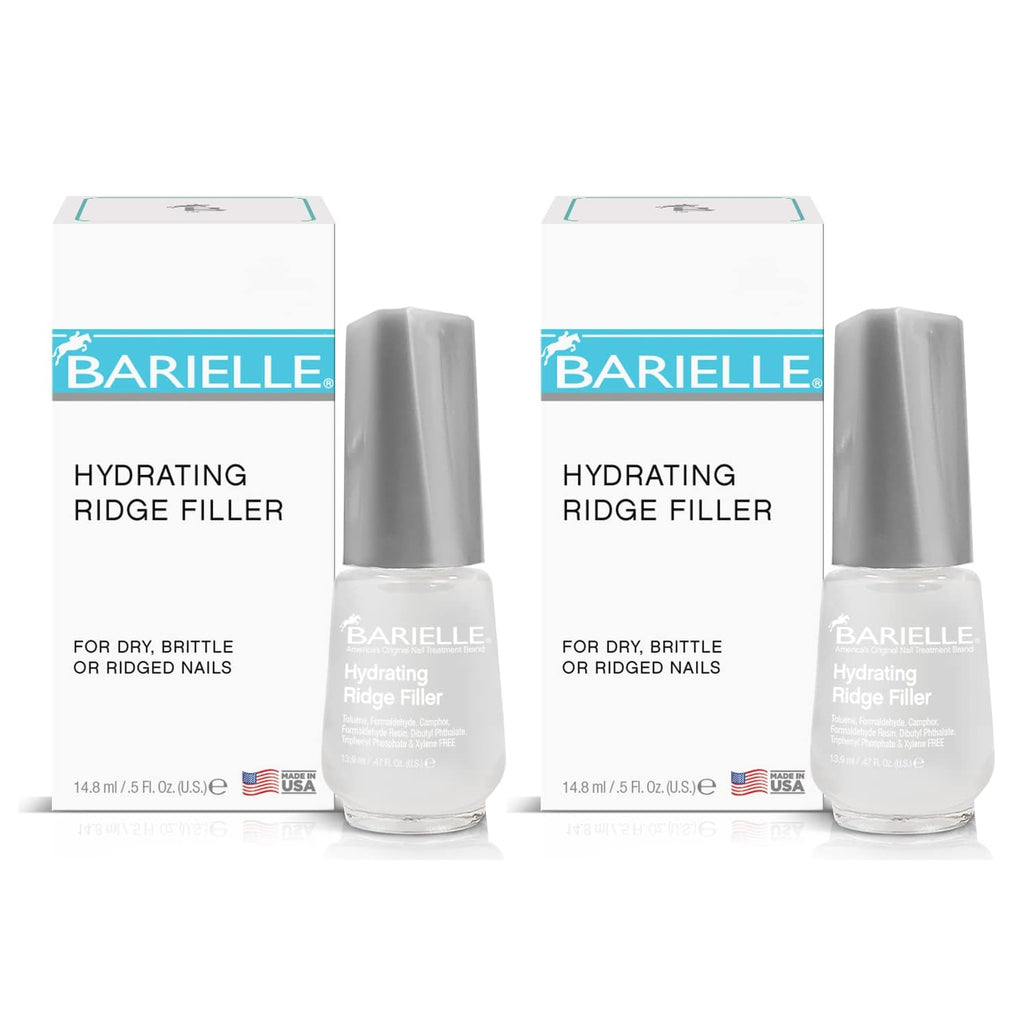 Barielle Hydrating Ridge Filler Base Coat 0.5 oz (2-Pack) | Smooth Ridged Nails & Prep for Polish | Difeel