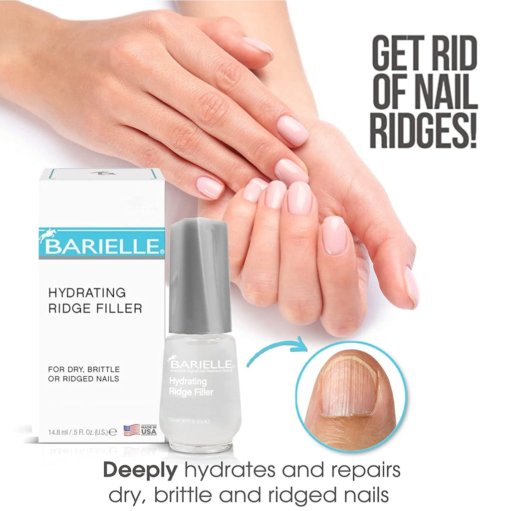 Barielle Hydrating Ridge Filler Base Coat 0.5 oz (2-Pack) | Smooth Ridged Nails & Prep for Polish | Difeel