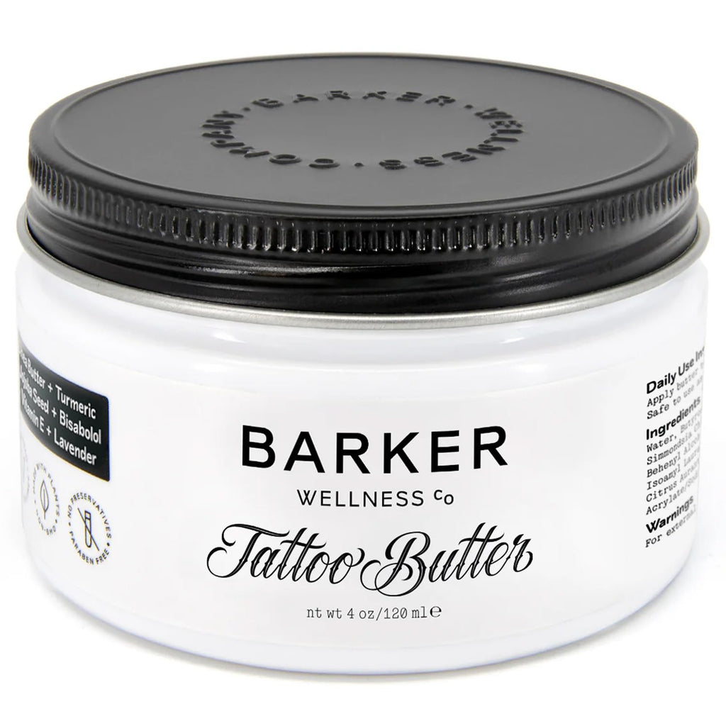 Barker Wellness Tattoo Butter – Natural Aftercare Balm for New & Old Ink | Shea Butter, Turmeric & Lavender