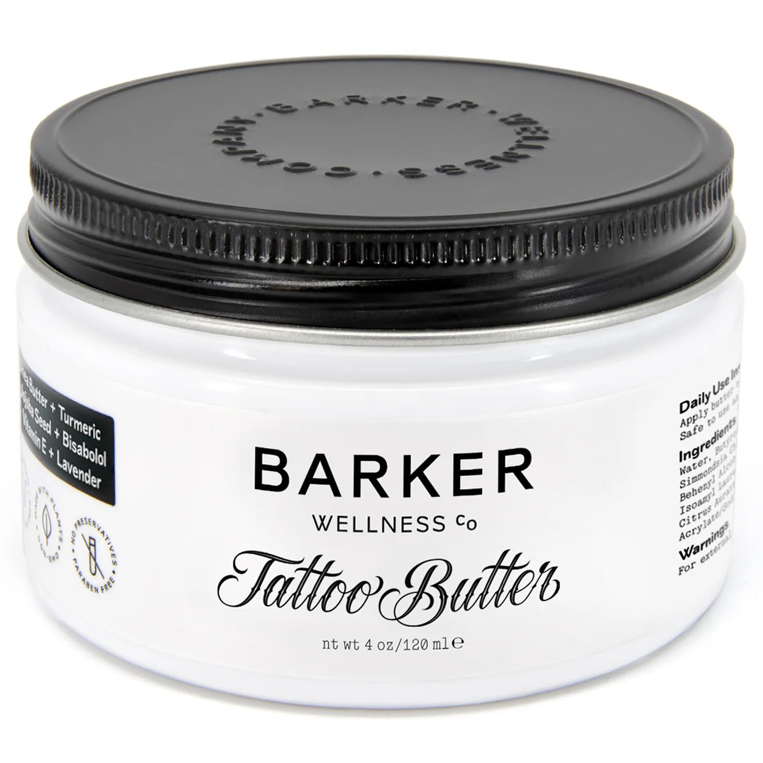 Barker Wellness Tattoo Butter – Natural Aftercare Balm for New & Old Ink | Shea Butter, Turmeric & Lavender