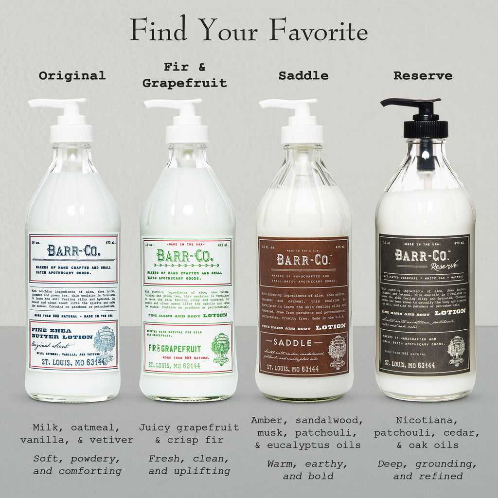 BARR-CO Fir & Grapefruit Scent Shea Butter Lotion — Dry Skin Moisturizer, 16 oz