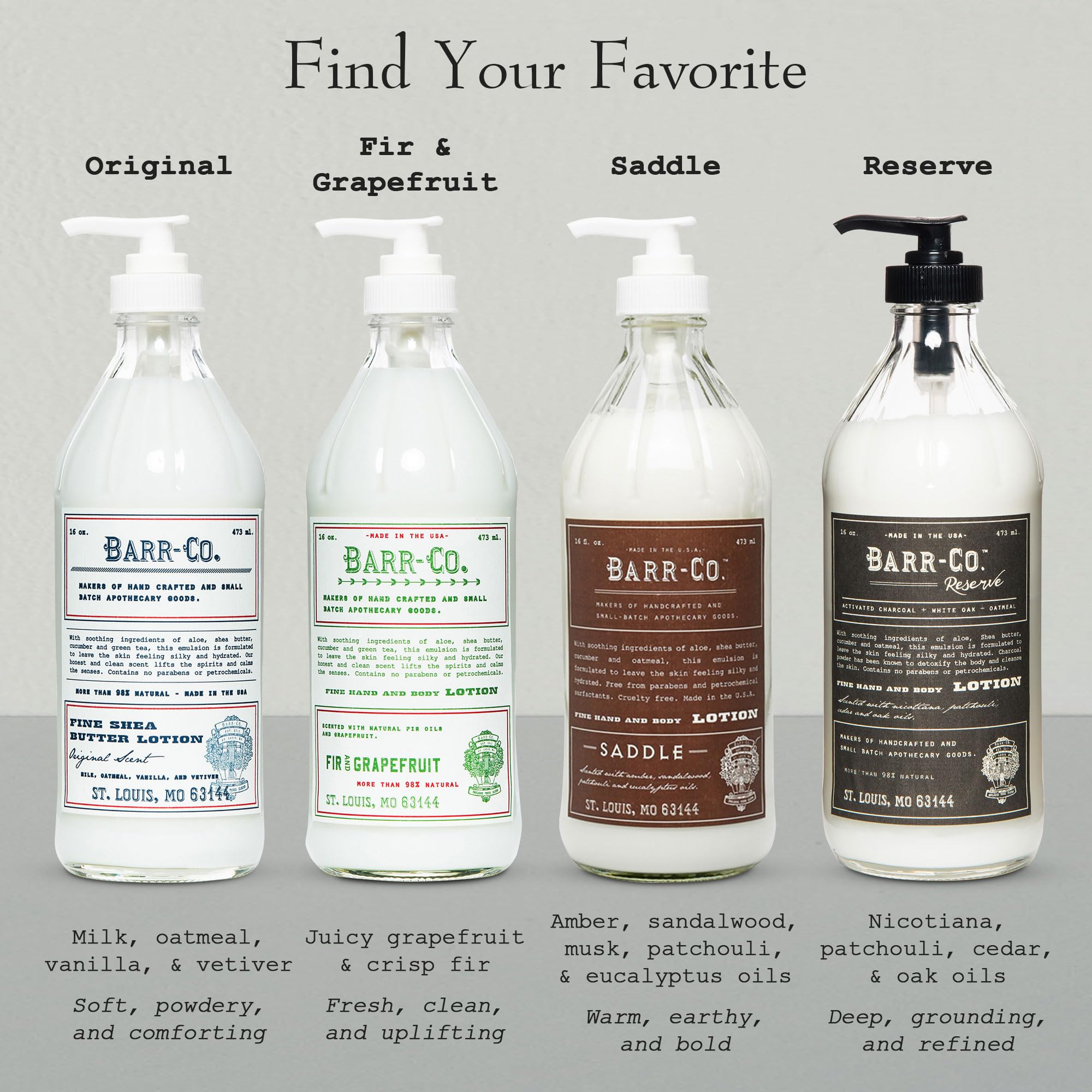 BARR-CO Fir & Grapefruit Scent Shea Butter Lotion — Dry Skin Moisturizer, 16 oz