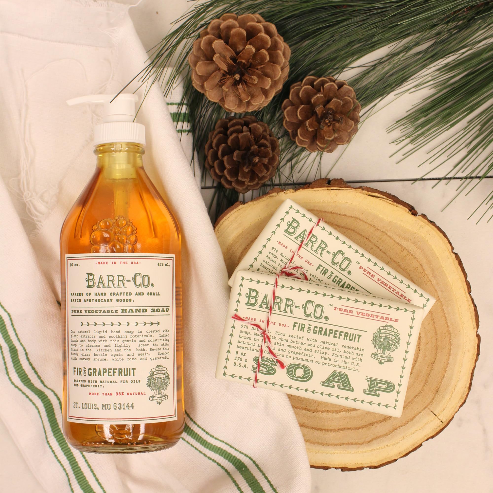 BARR-CO Natural Hand Soap – Vegan Liquid Soap with Fir & Grapefruit, 16 oz