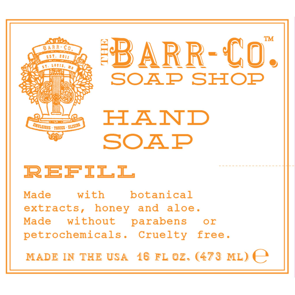 BARR-CO Hand Soap Refill – Natural Liquid Soap with Blood Orange & Amber, 16 fl oz
