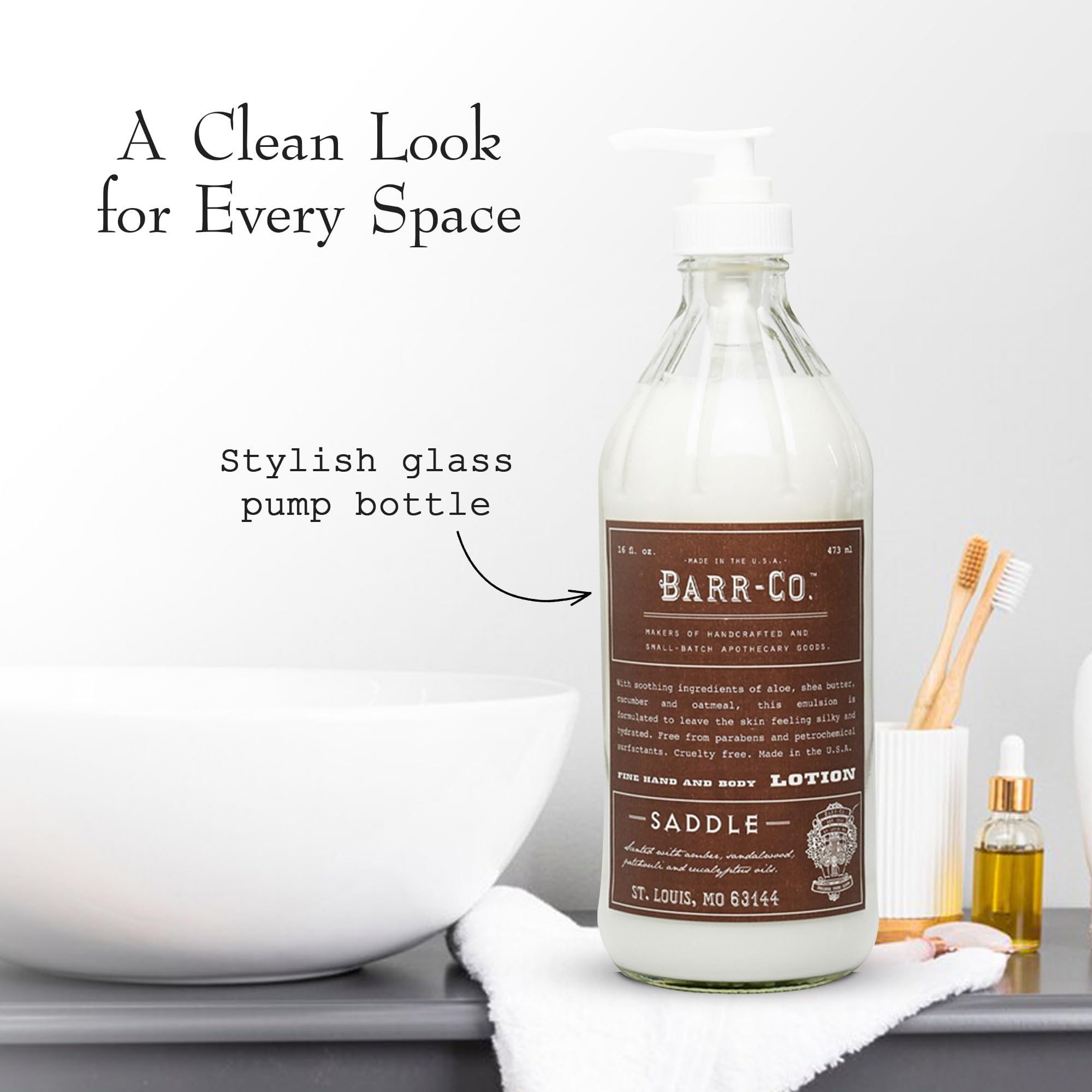 BARR-CO Saddle Scent Shea Butter Lotion – Amber, Sandalwood & Musk, 16 fl oz