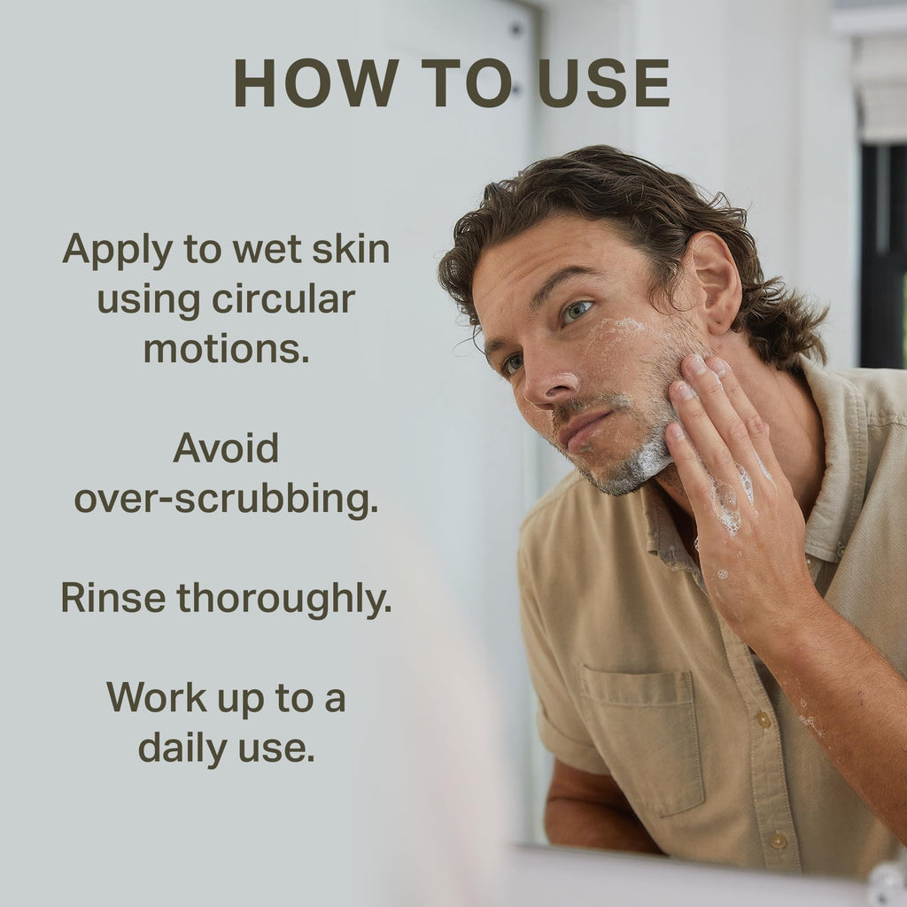 Barrel & Oak Exfoliating All-In-One Face & Body Scrub for Men | Walnut Shell & White Birch, Vegan Beard & Face Exfoliator, Bourbon Cedar, 6.5 fl oz