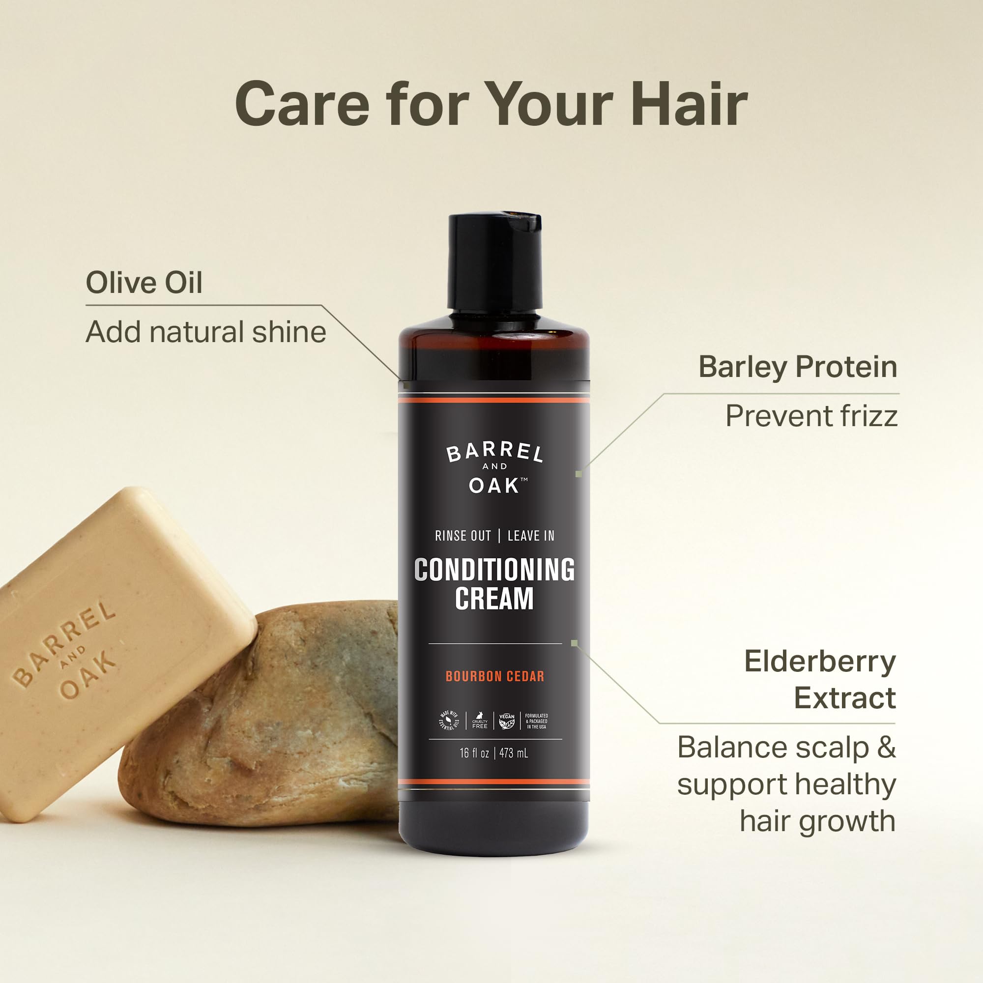 Barrel & Oak Mint Eucalyptus Charcoal Shampoo + Bourbon Cedar Leave-In Conditioner – 16 oz Each