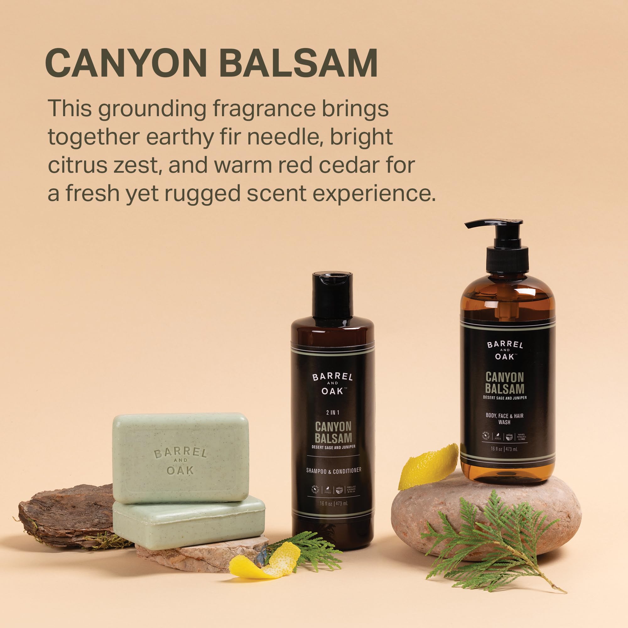 Barrel & Oak All-in-One Wash for Face, Hair & Body – Canyon Balsam, 16 oz | Vegan & Hydrating