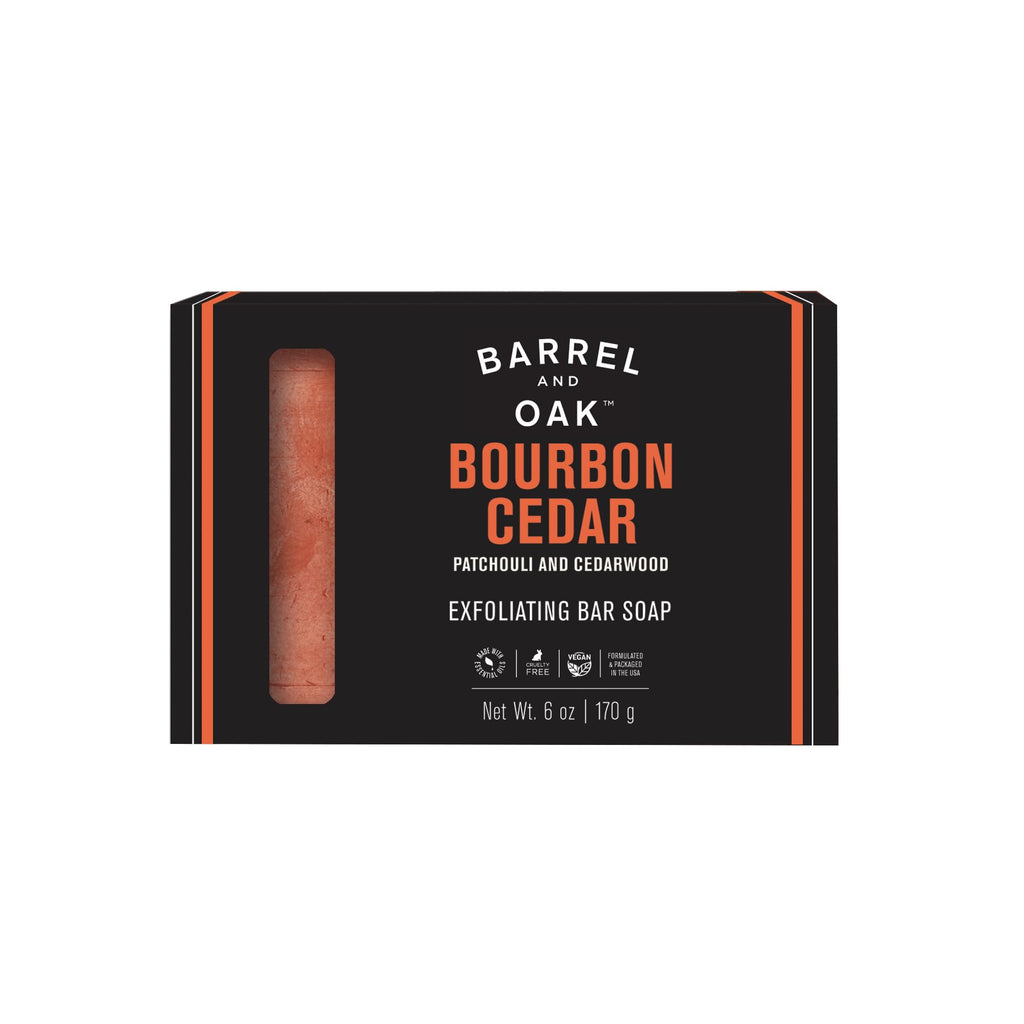 Barrel & Oak Exfoliating Bar Soap for Men – Bourbon Cedar, Kaolin Clay & Red Clay