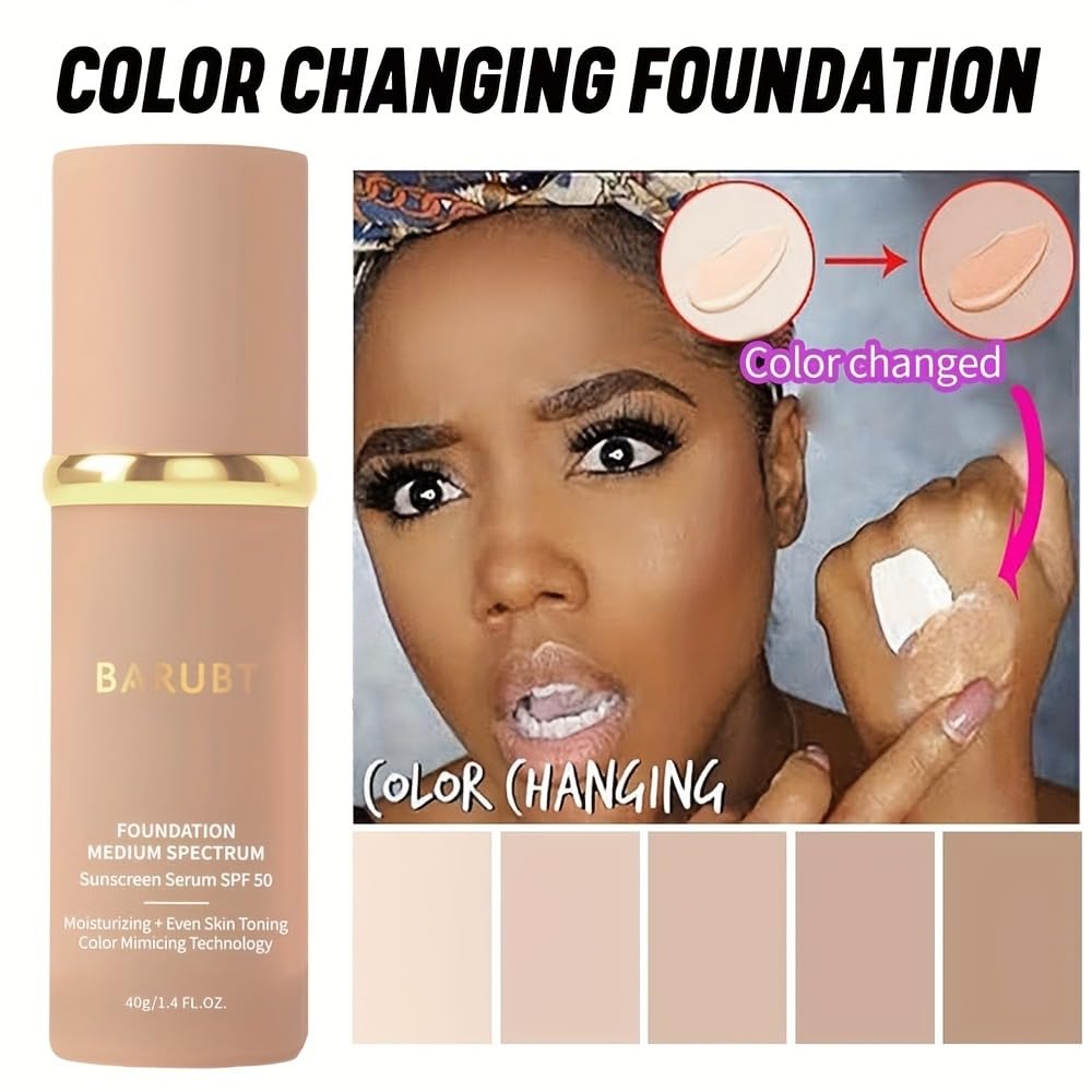 BARUBT 4-in-1 Color Changing Foundation SPF50 | Hydrating Medium-Full Coverage