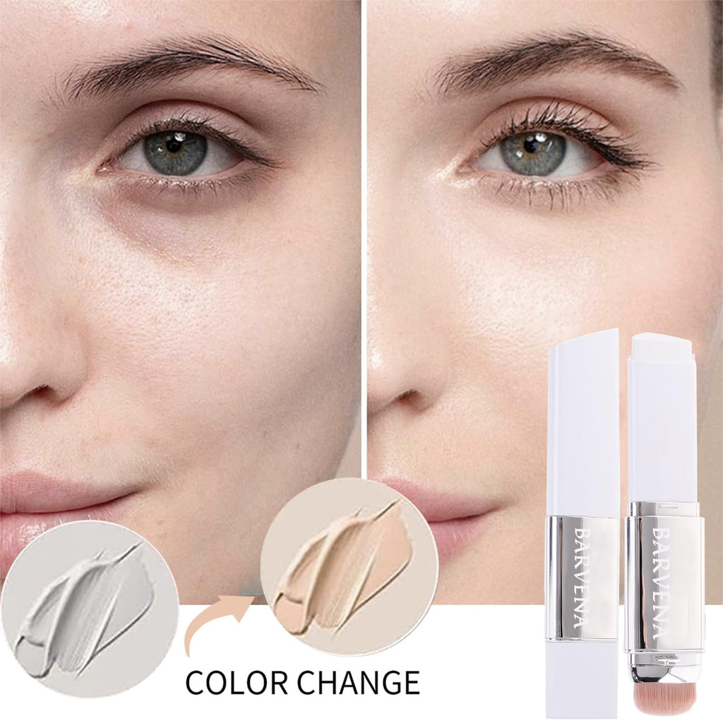 BARVENA Color Changing Foundation Stick with Brush – 2-in-1 Waterproof Dewy Finish 0.7 oz