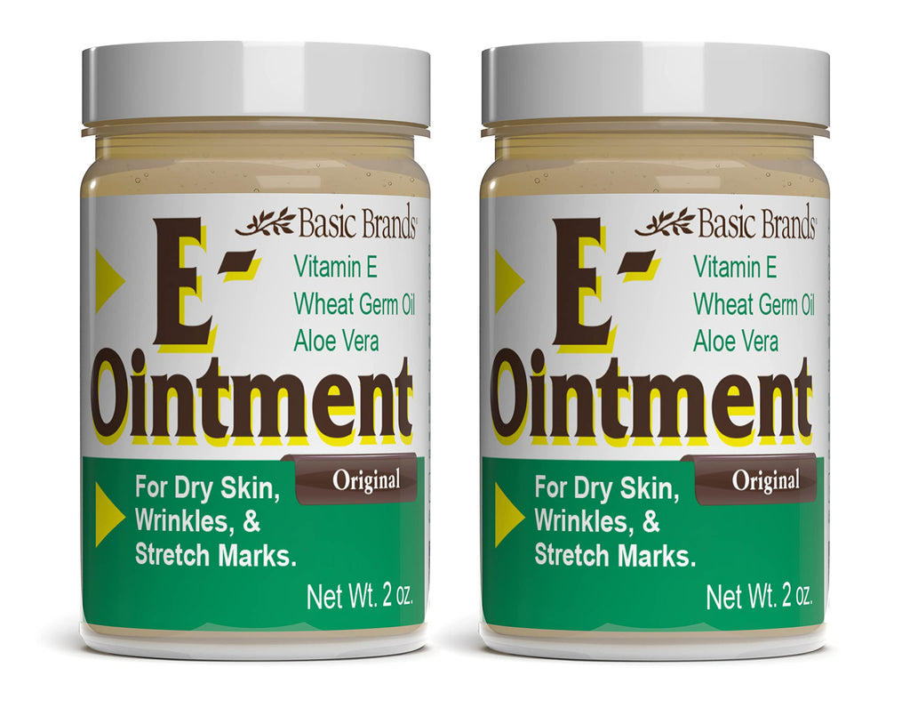 Basic Organics Vitamin E Ointment 2oz – Moisture Boost, Scar & Fine Line Support - 2 Pack