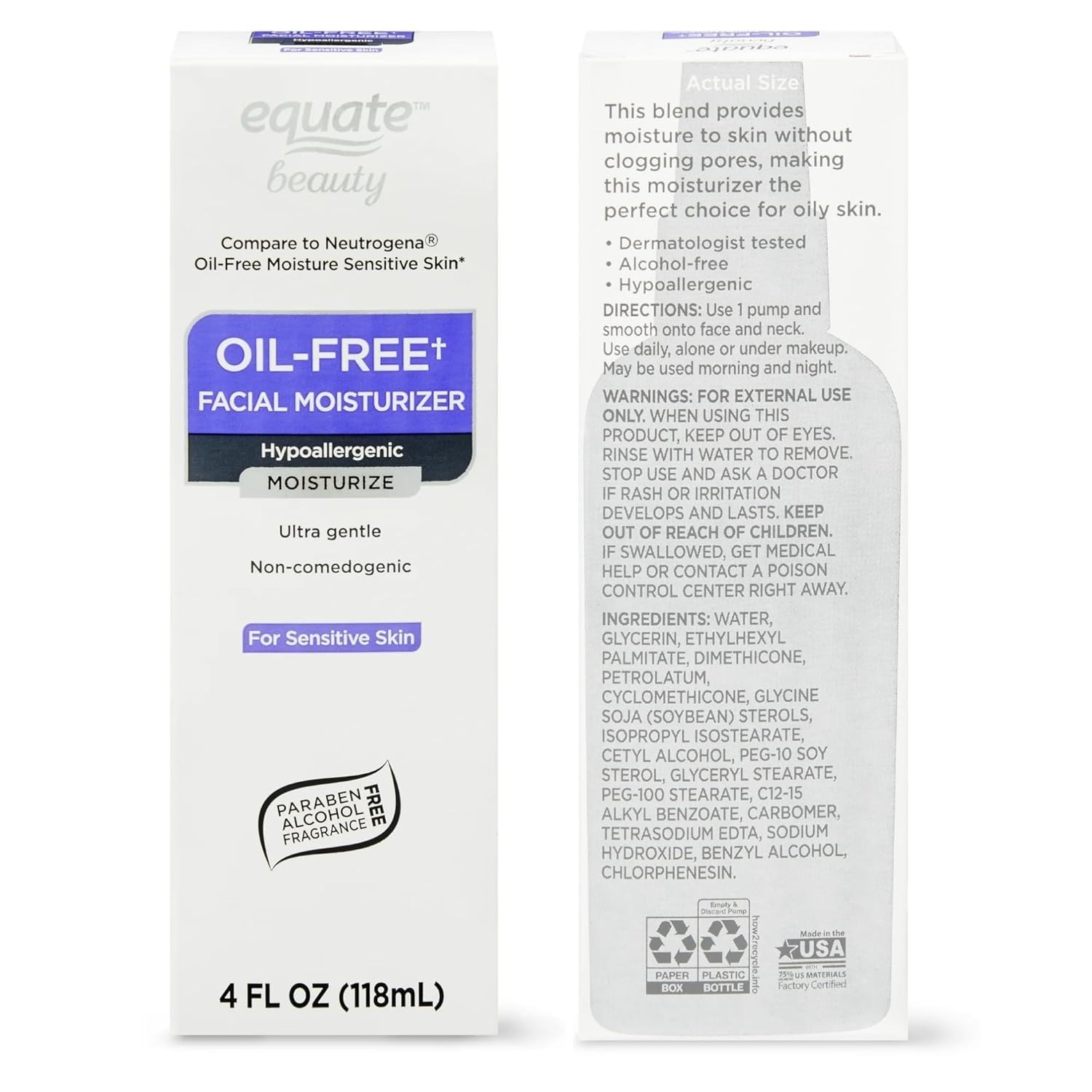 Basket Goods Equate Beauty Oil-Free Moisture: Daily Hydrating Facial Moisturizer & Neck Cream