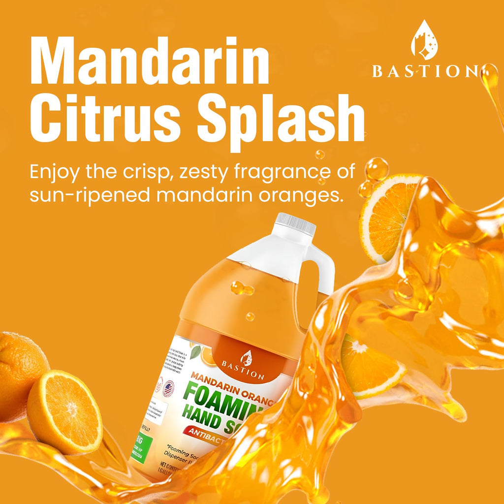 Bastion Mandarin Orange Foaming Hand Soap — 1 Gallon Refill, USA Made